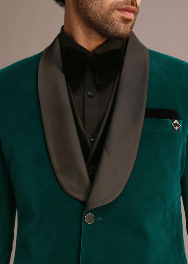 Green Velvet Tuxedo Suit