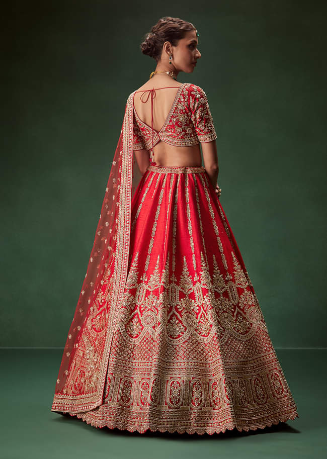 Rani Bridal Lehenga With Zardozi And Thread Embroidery