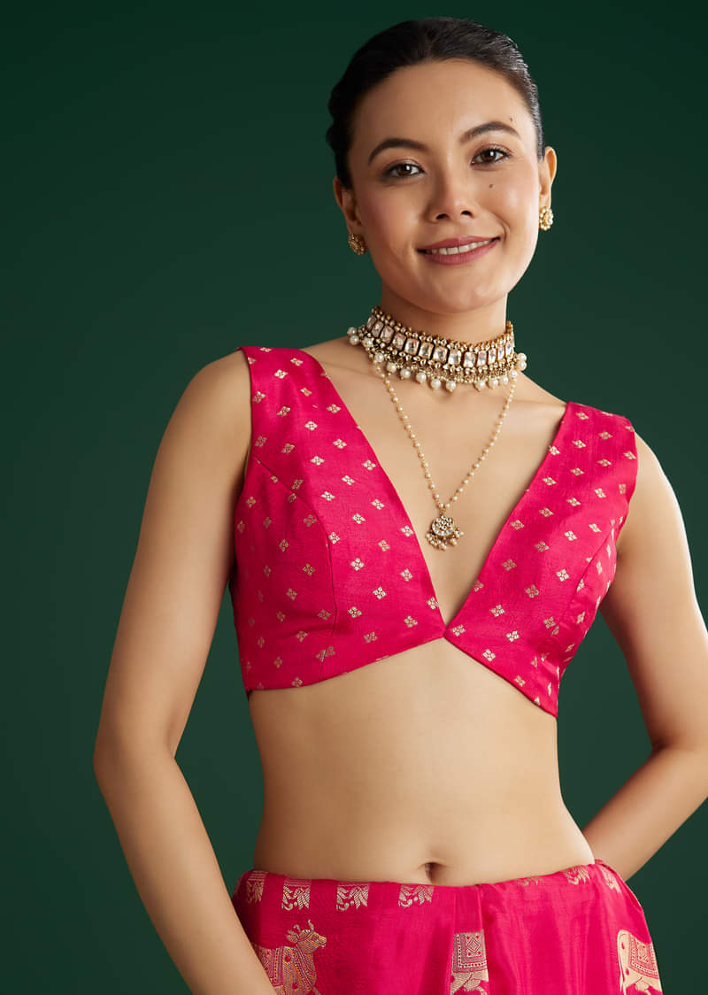 Rani Pink Dola Silk Saree With Zari Woven Border