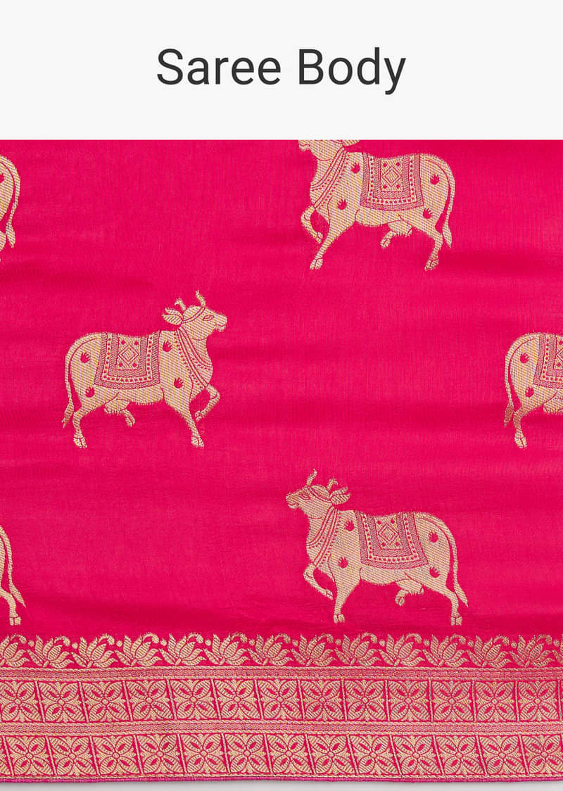 Rani Pink Dola Silk Saree With Zari Woven Border