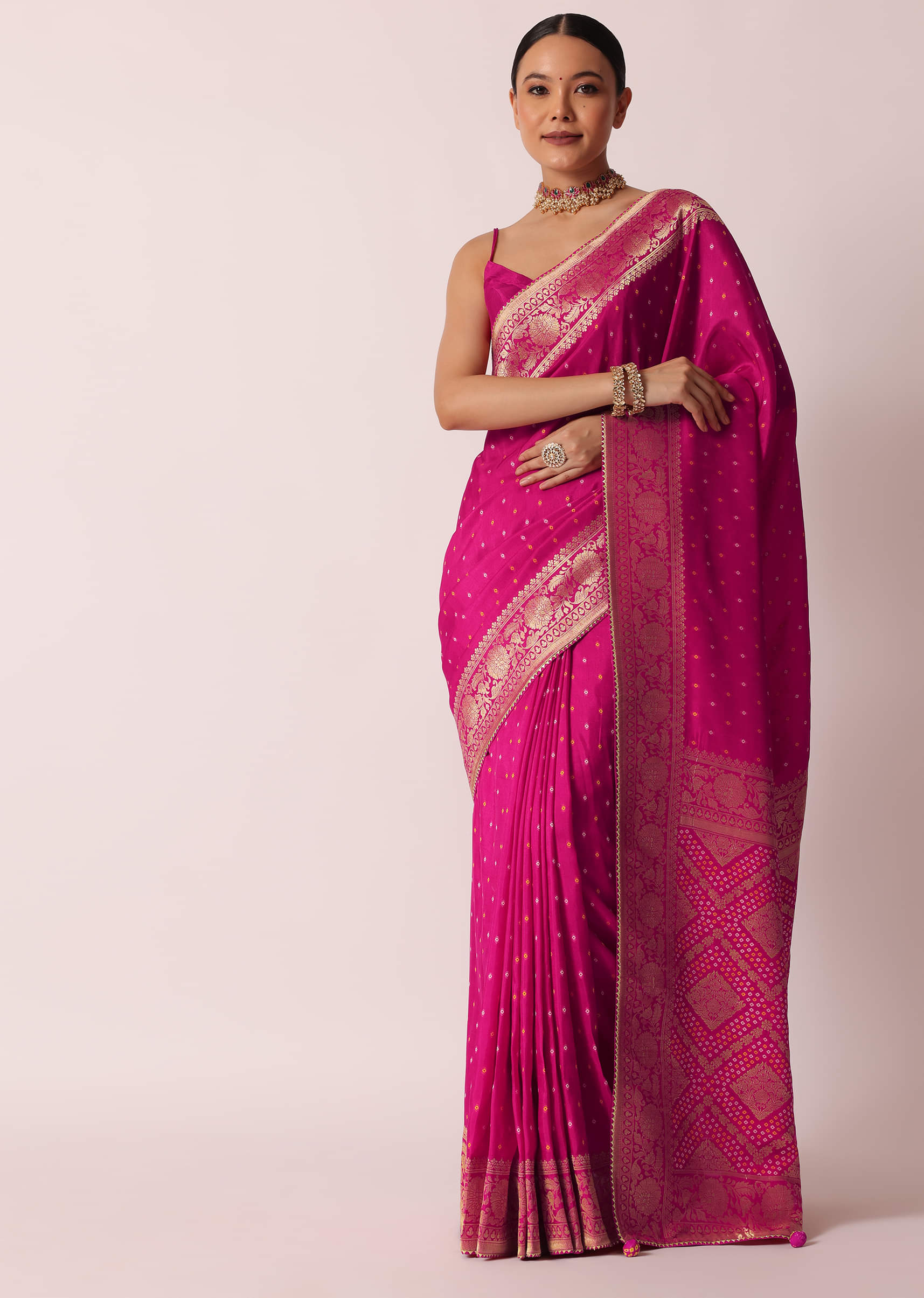 Image Vicente Rama image beautiful image beautiful image beautiful image beautiful image beautiful image beautiful - Buy Rani Pink Banarasi Saree With Bandhani Buttis And Unstitched ...