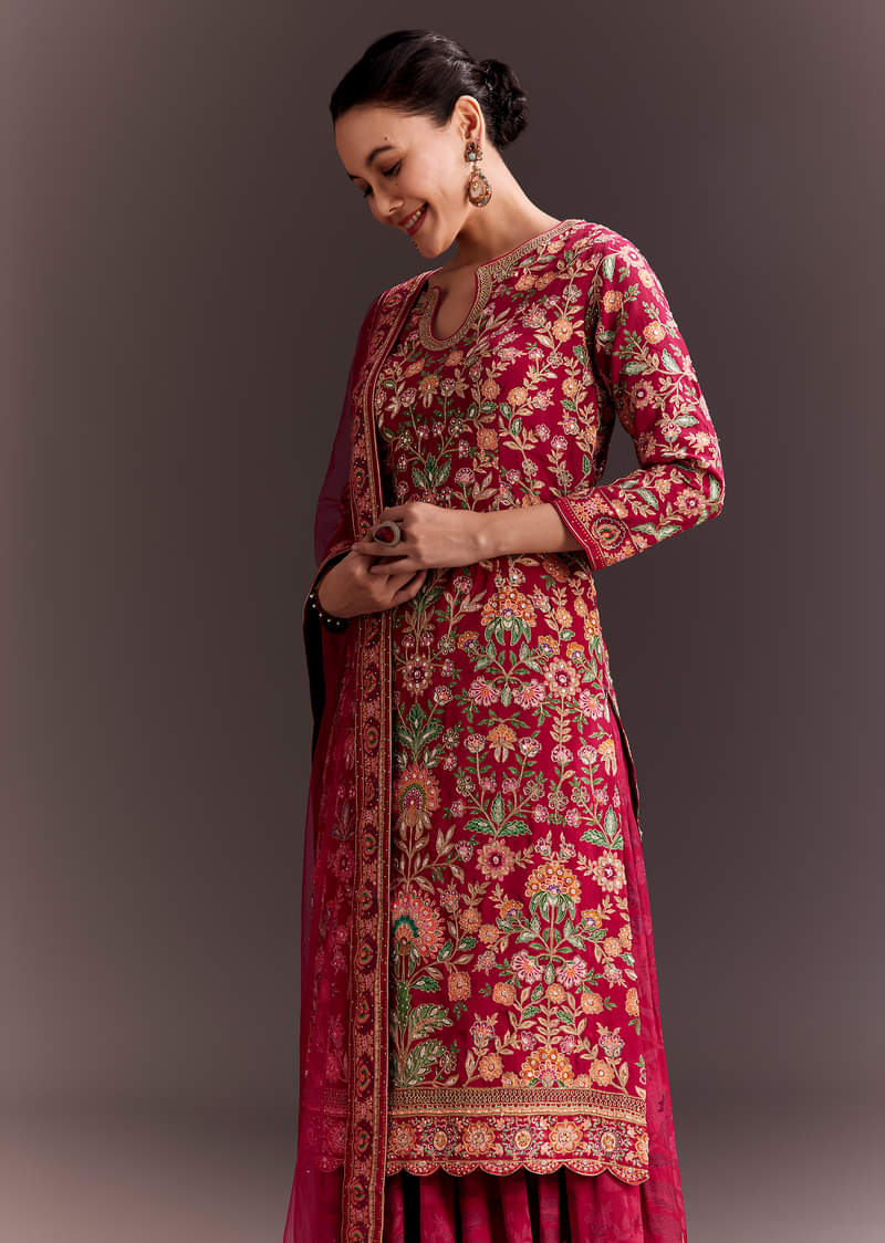 Rani Pink Embroidered Palazzo Set