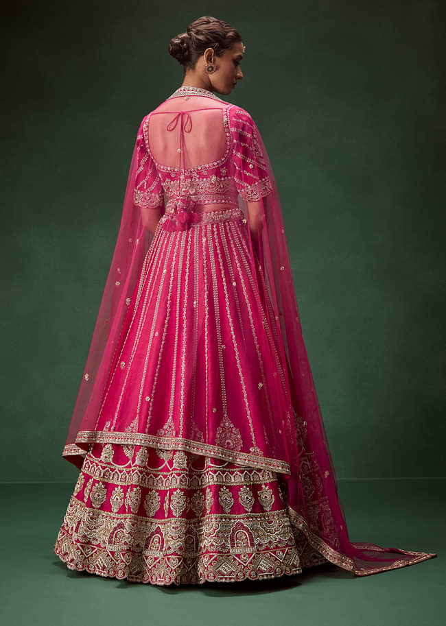 Red Bridal Lehenga Set With Heavy Zari Embroidery And Dual Dupattas