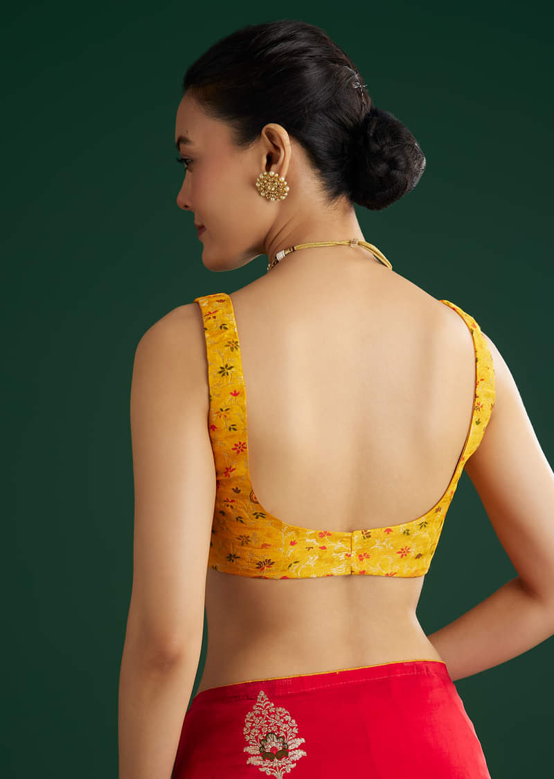 Red Dola Silk Saree With Butti Weave