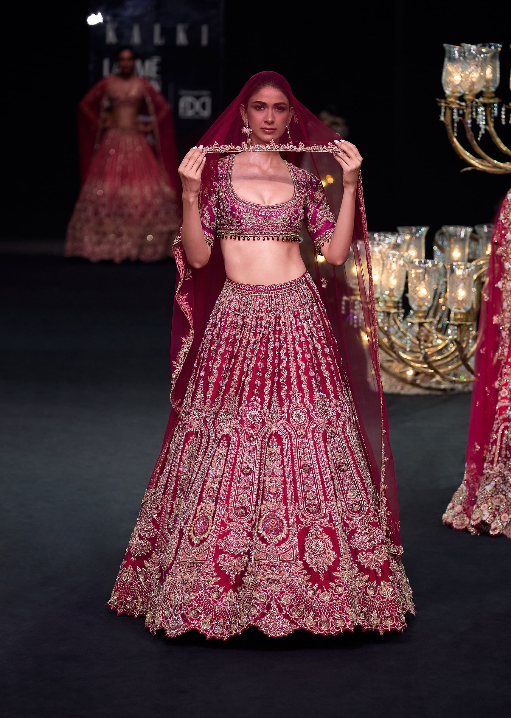Buy Red Raw Silk Lehenga Set With Cutout Back Velvet Blouse KALKI Fashion Global