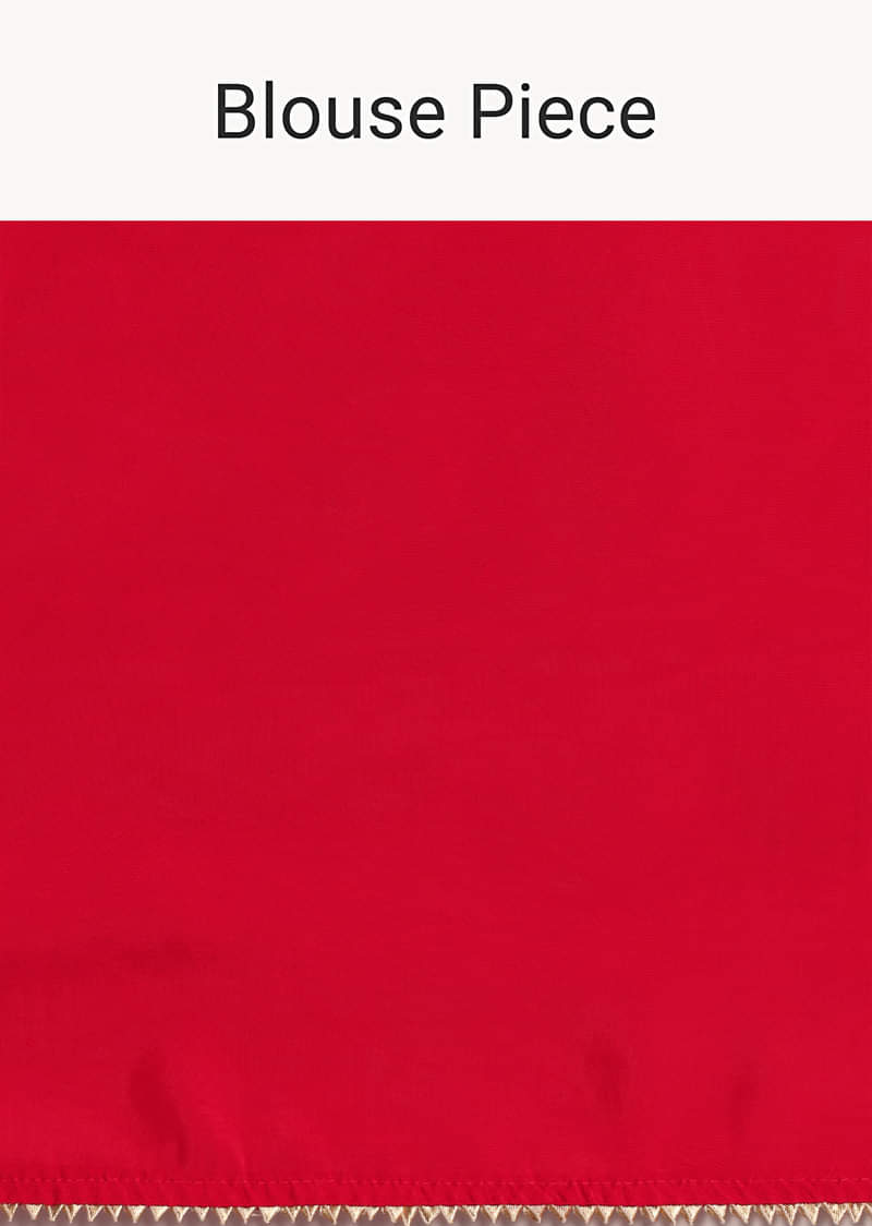 Red Dola Silk Woven Leheriya Saree With Gotta Patti Border