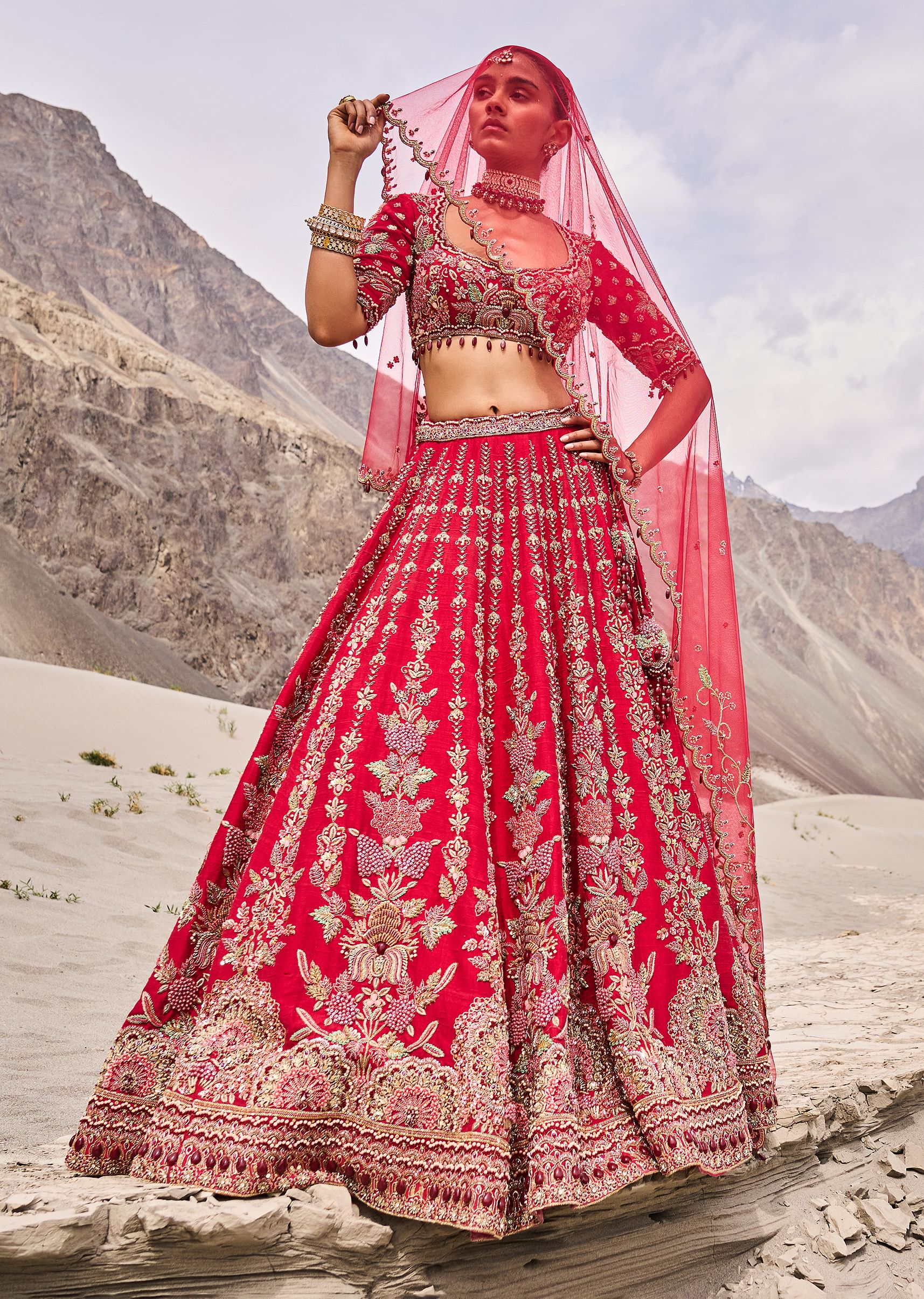 Red choli blouse deals