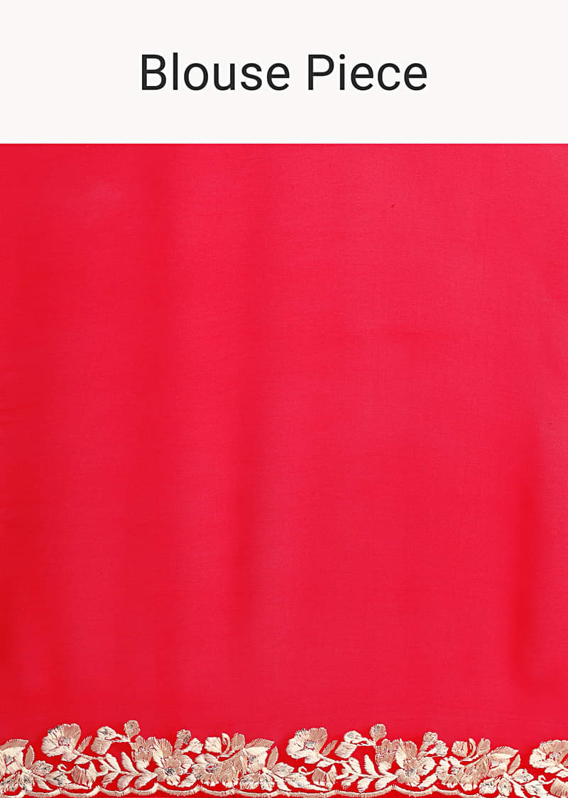 Red Saree In Georgette with Parsi Gara Work