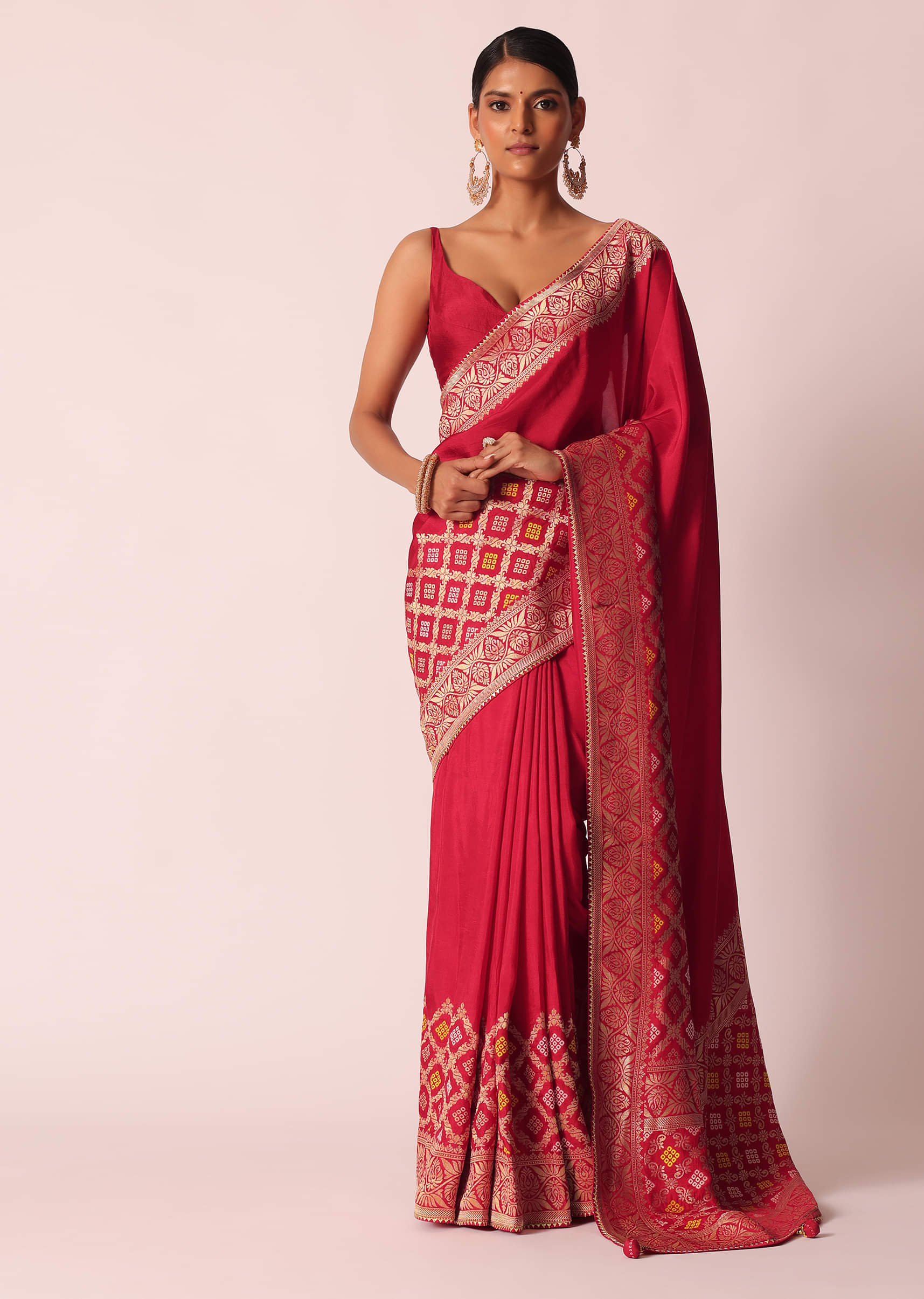 red_silk_woven_saree_with_band