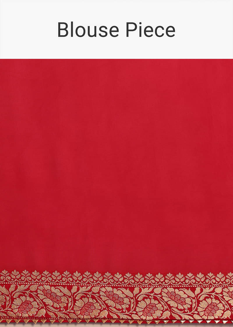 Red Woven Georgette Saree With Unstitched Blouse