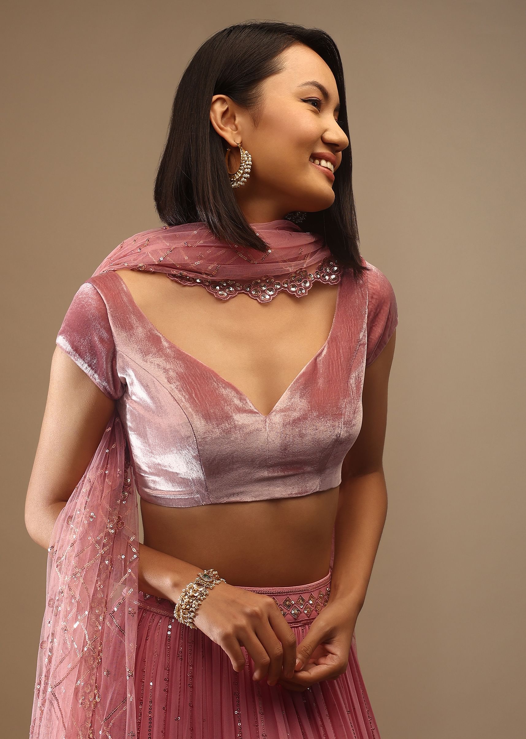Rose gold blouse outfit clearance