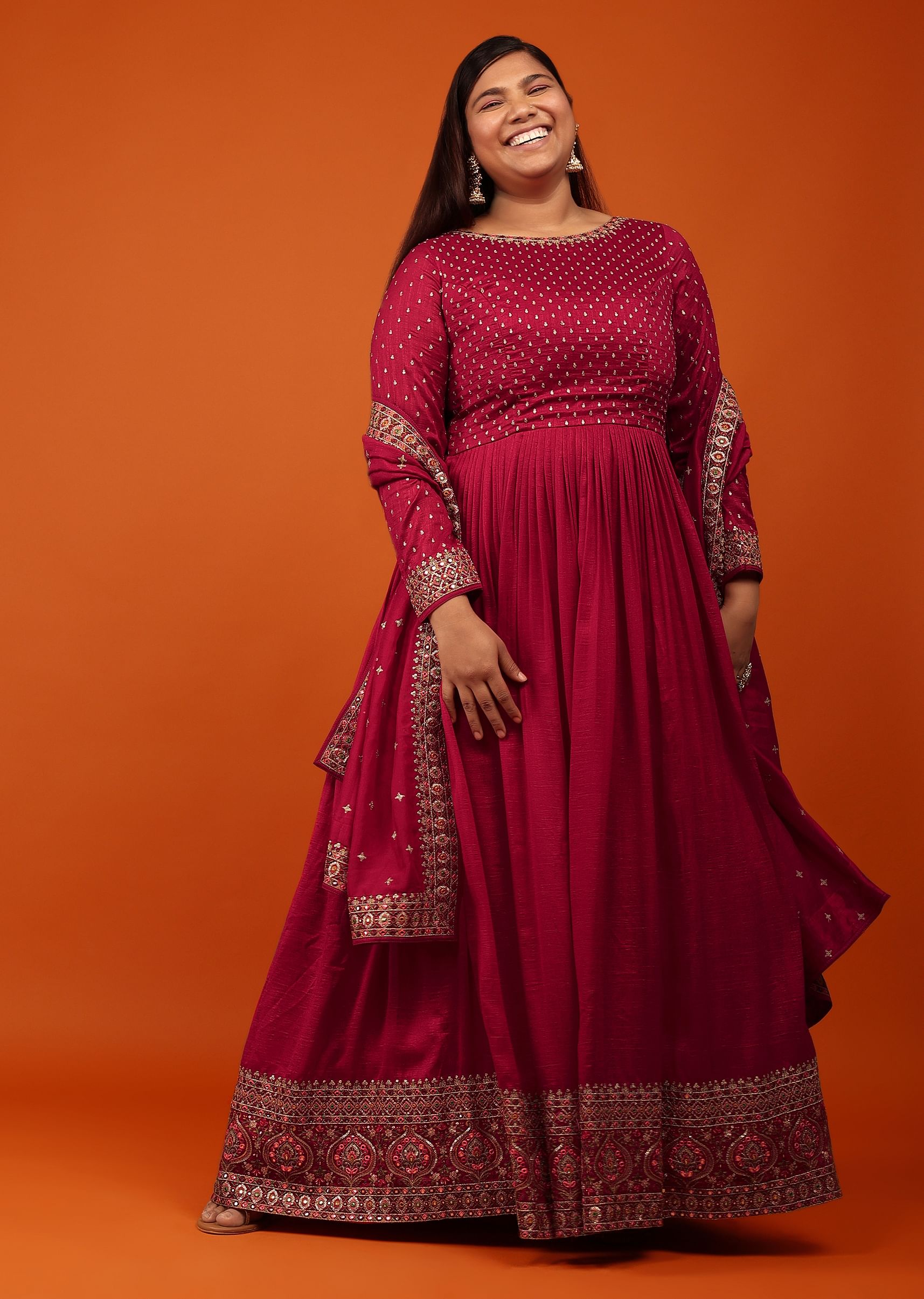 Red colour anarkali store