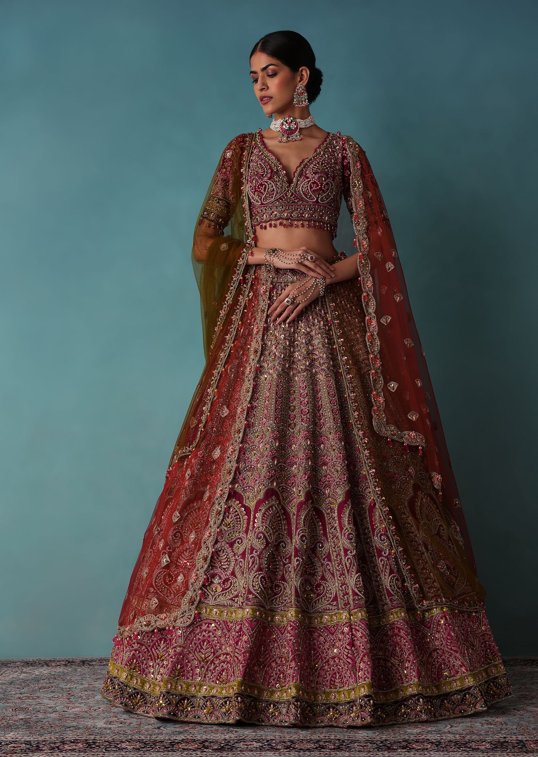 Raw silk bridal lehenga hotsell