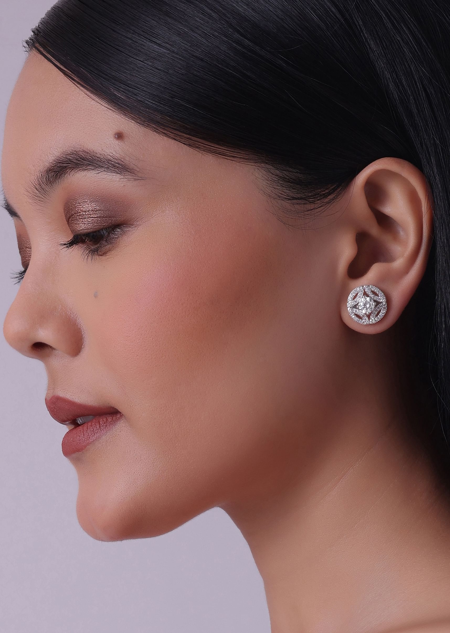 Buy Round Swarovski Stud Earrings In 92.5 Sterling Silver
