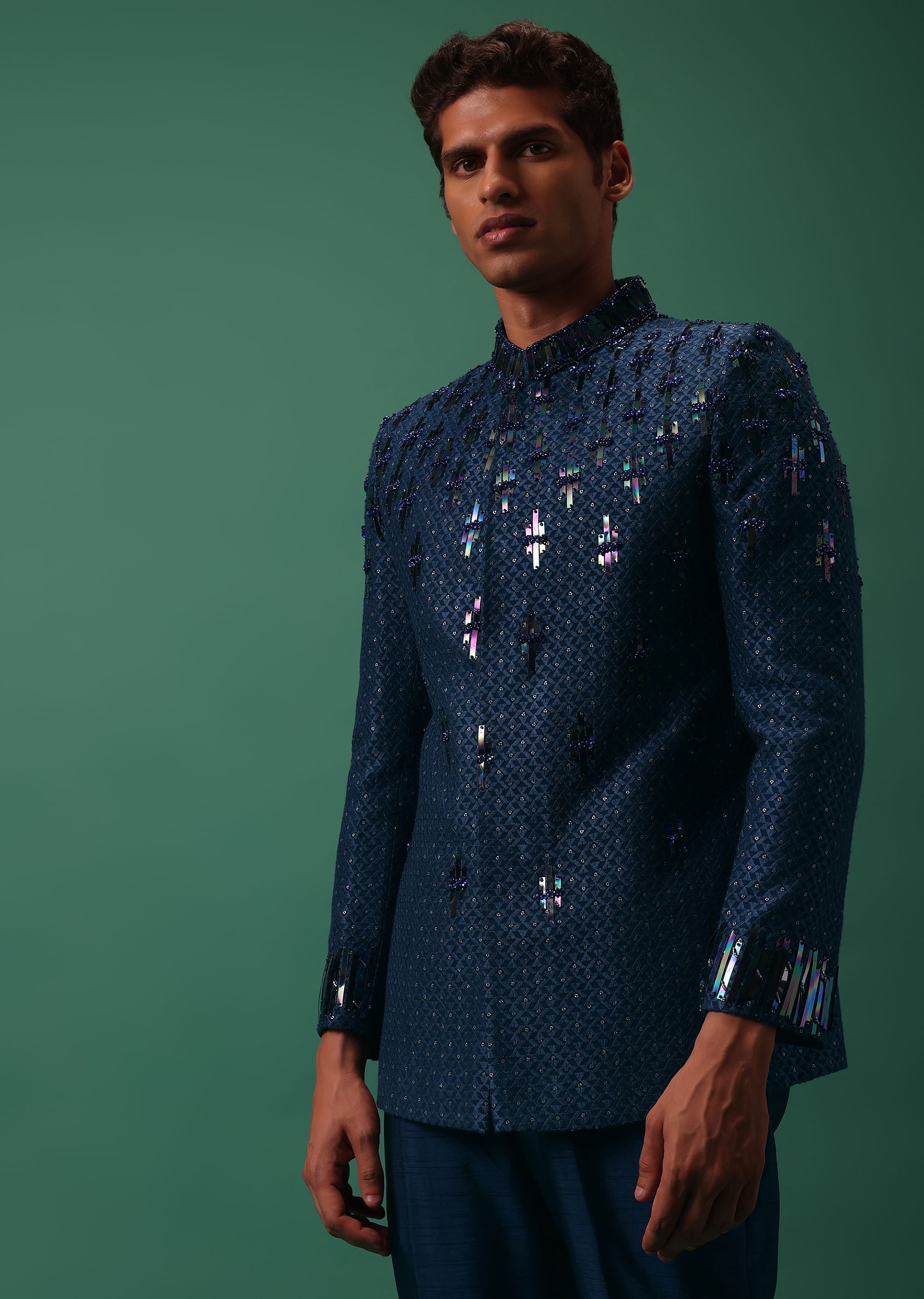 Blue bandhgala blazer 2025