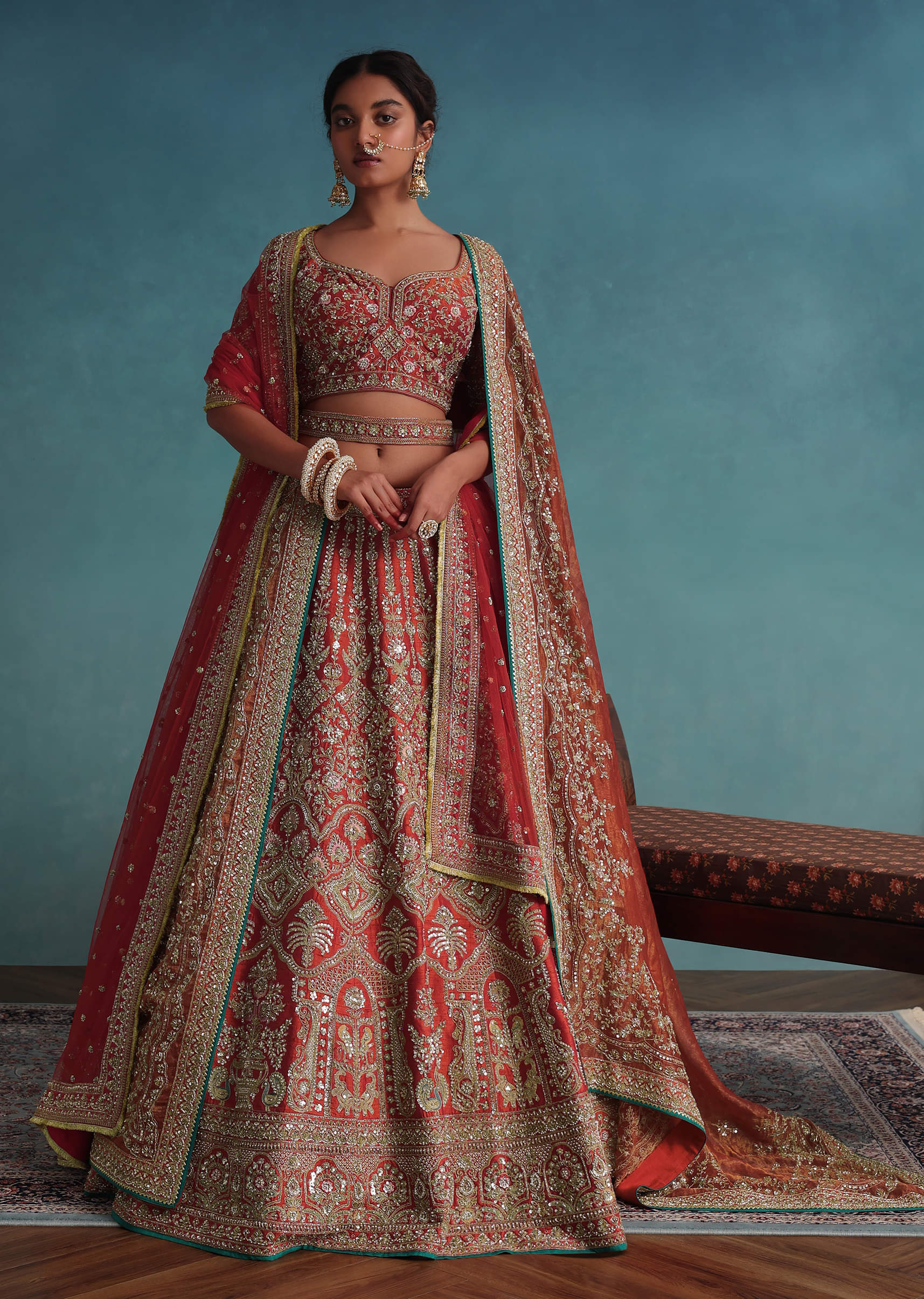 Bridal lehenga with belt shop