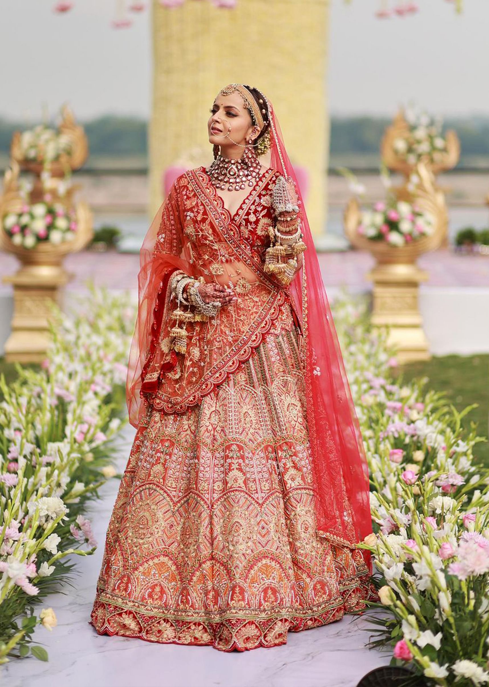 Buy Rust Orange Embroidered Bridal Lehenga Set With Aari Work KALKI Fashion India