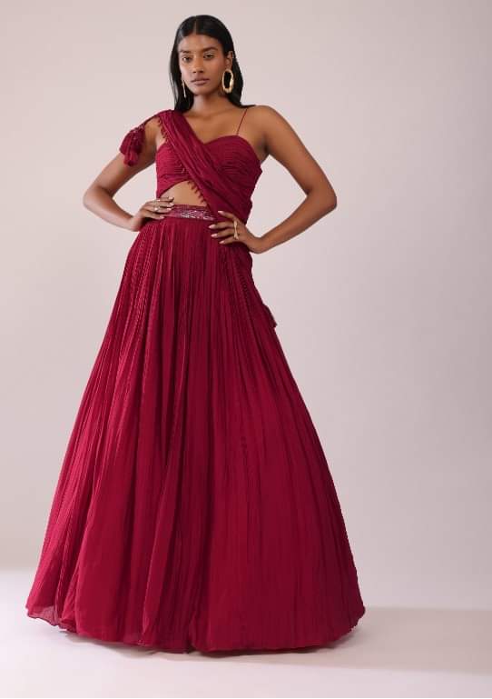 One Shoulder Drape Chiffon Dress