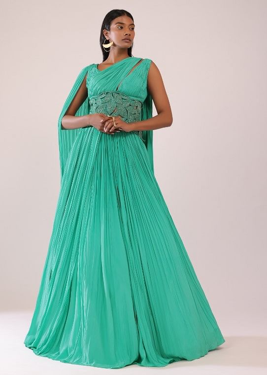 Green crepe dress best sale