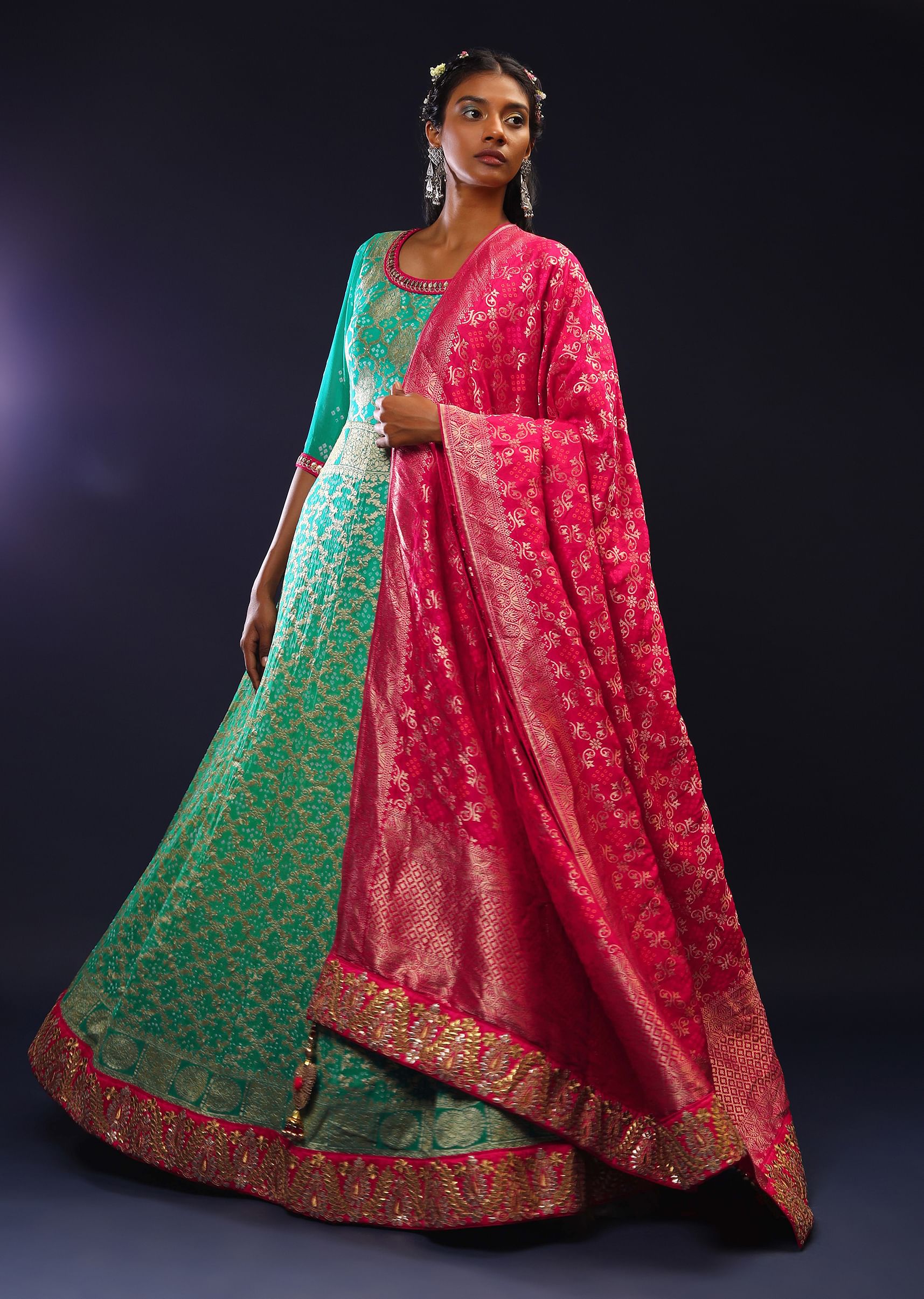 Brocade anarkali suit discount
