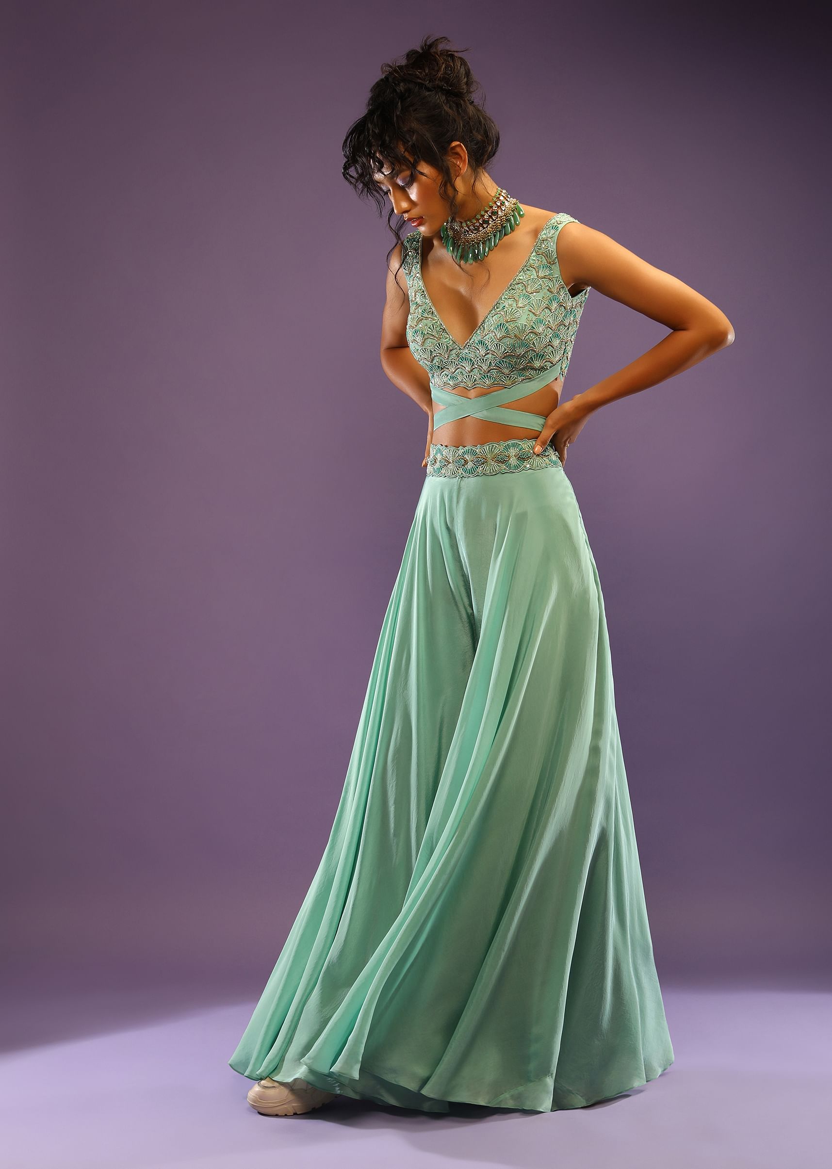 Crop top with plazo dress top