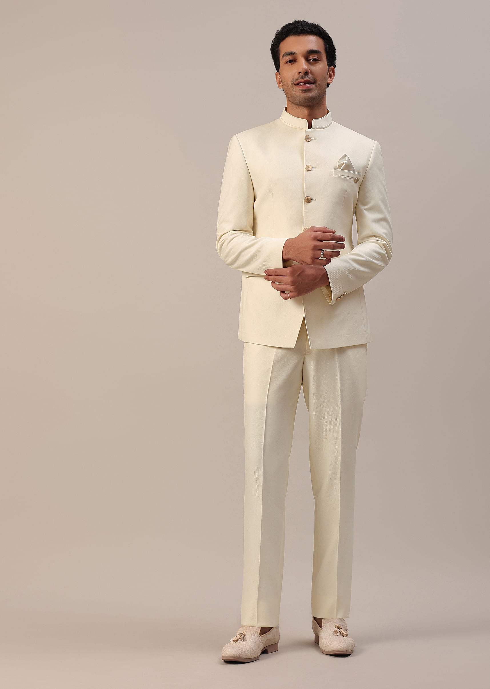 Off white jodhpuri fashion suit