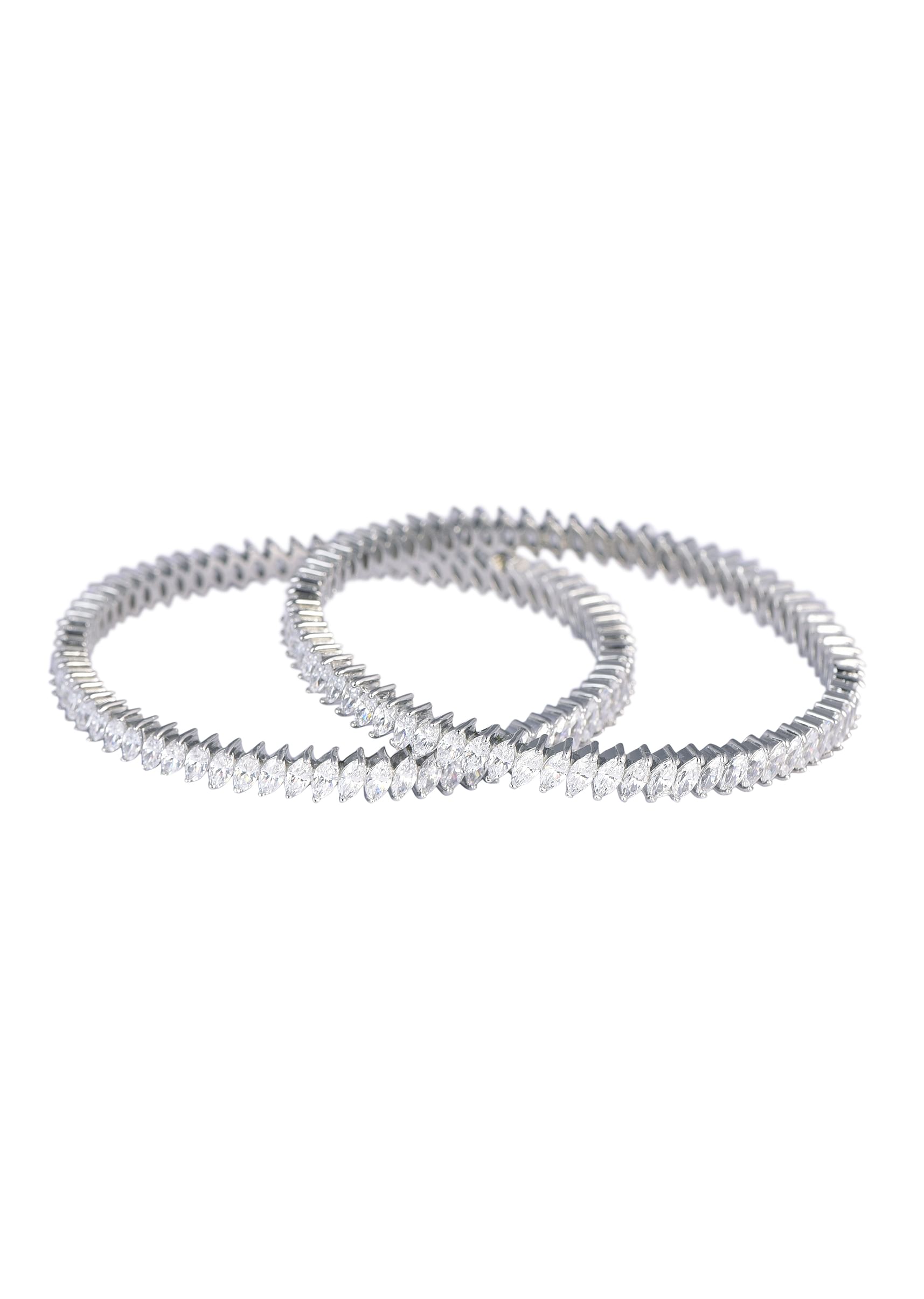 Buy 92.5 Sterling Silver White Zirconia Bangles Set of 2