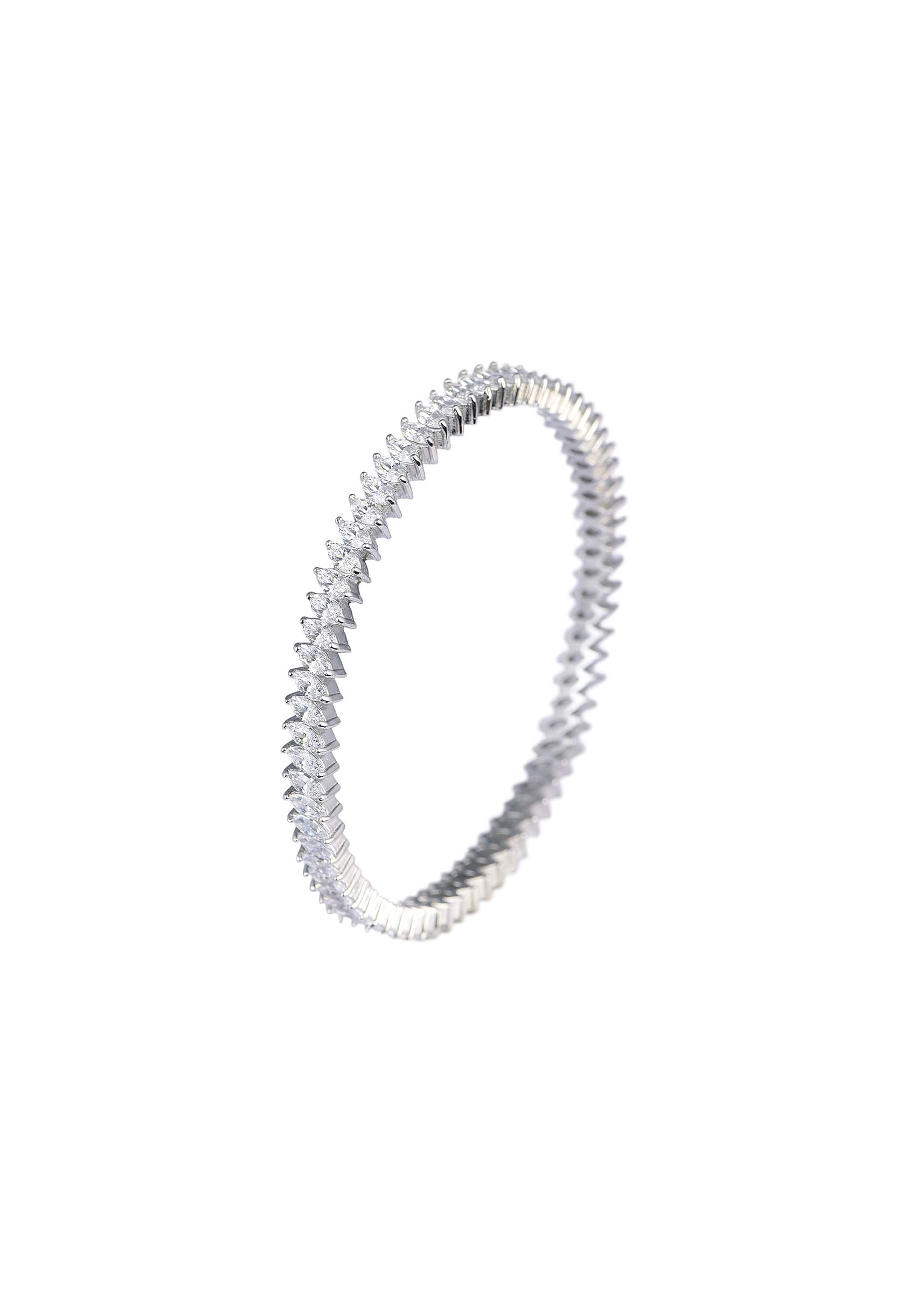 Buy 92.5 Sterling Silver White Zirconia Bangles Set of 2