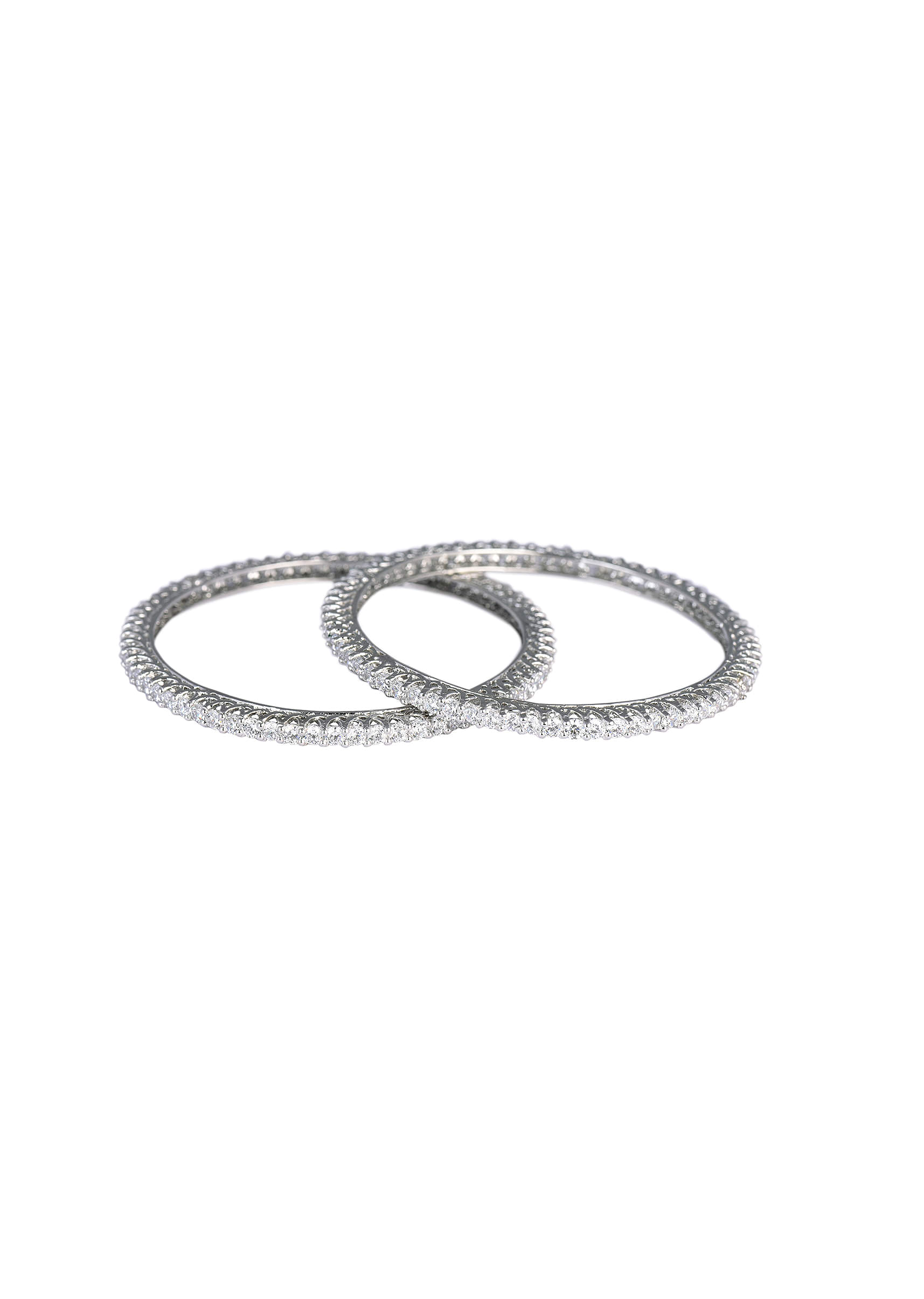 Buy 92.5 Sterling Silver Bangles With White Zirconia Set of 2