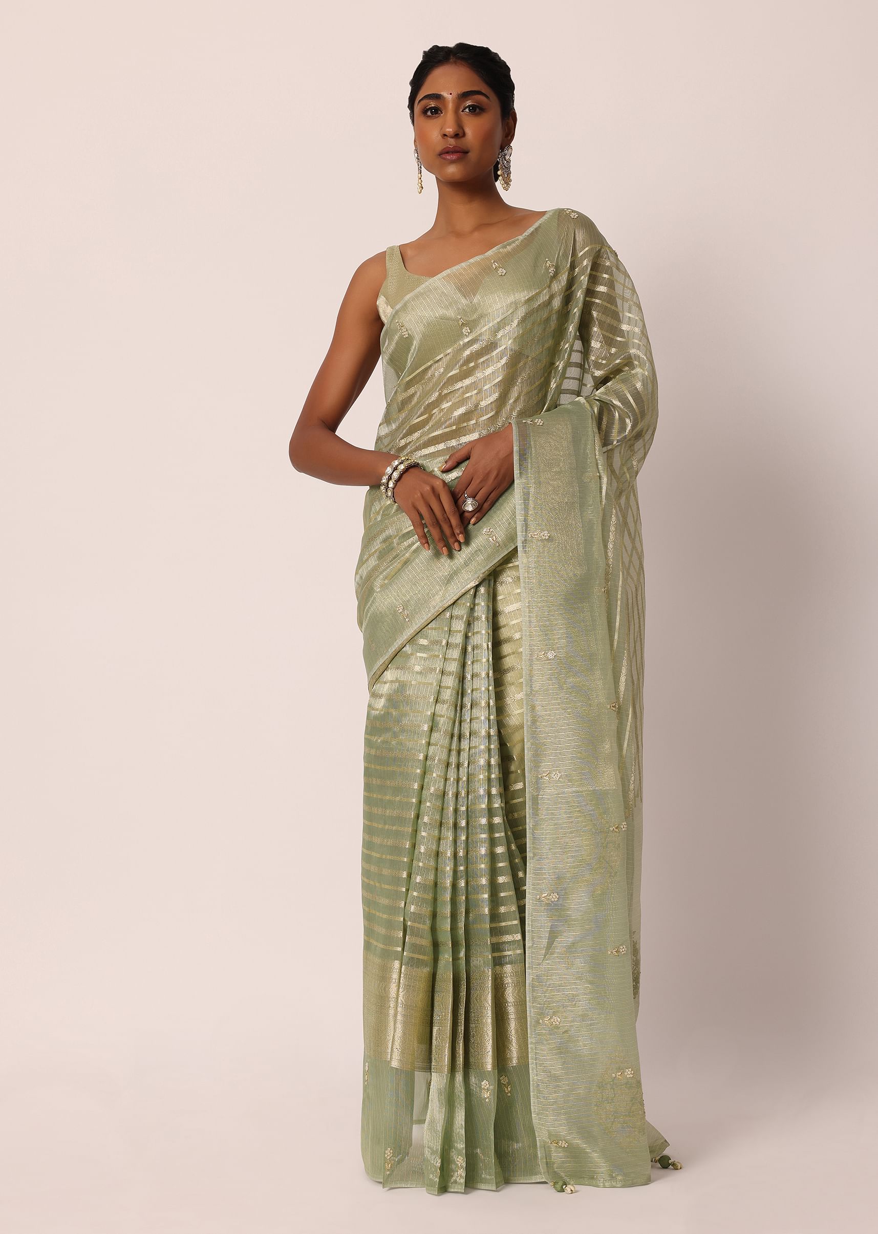 Earls Green Zari Woven Dola Silk Saree With Embroidery Work store Blouse For Indian Traditional Designer Saree for every Occasion