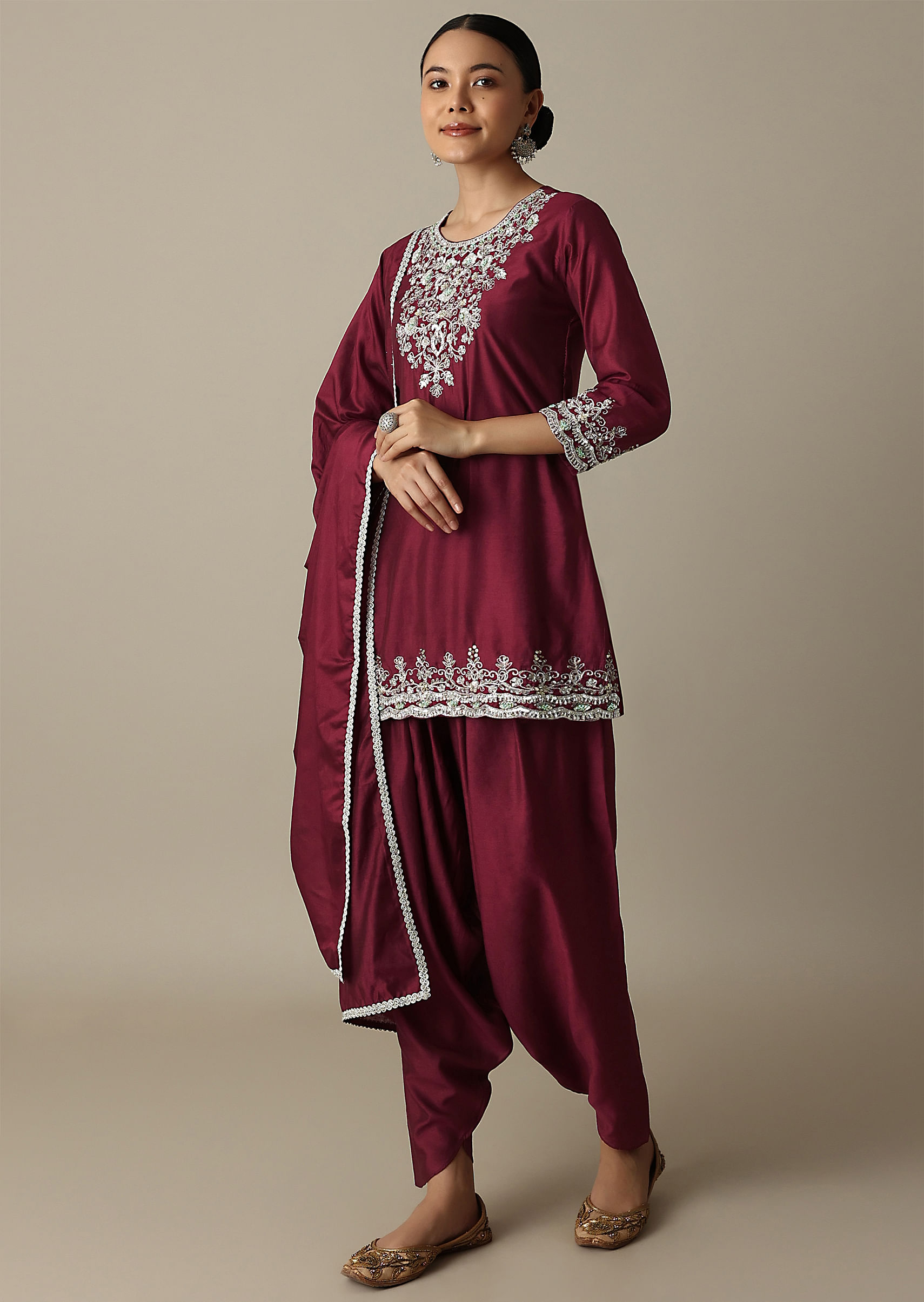 Salwar Suit Dupatta - Blue Gotta Patti Kurta with Trousers & With Dupatta - Red Kurta 2024 With Trouser and - Indian Dress - Ethnic Wear.