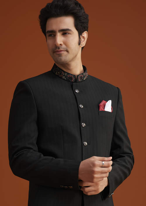 Buy Black Jodhpuri Suit| KALKI Fashion Global