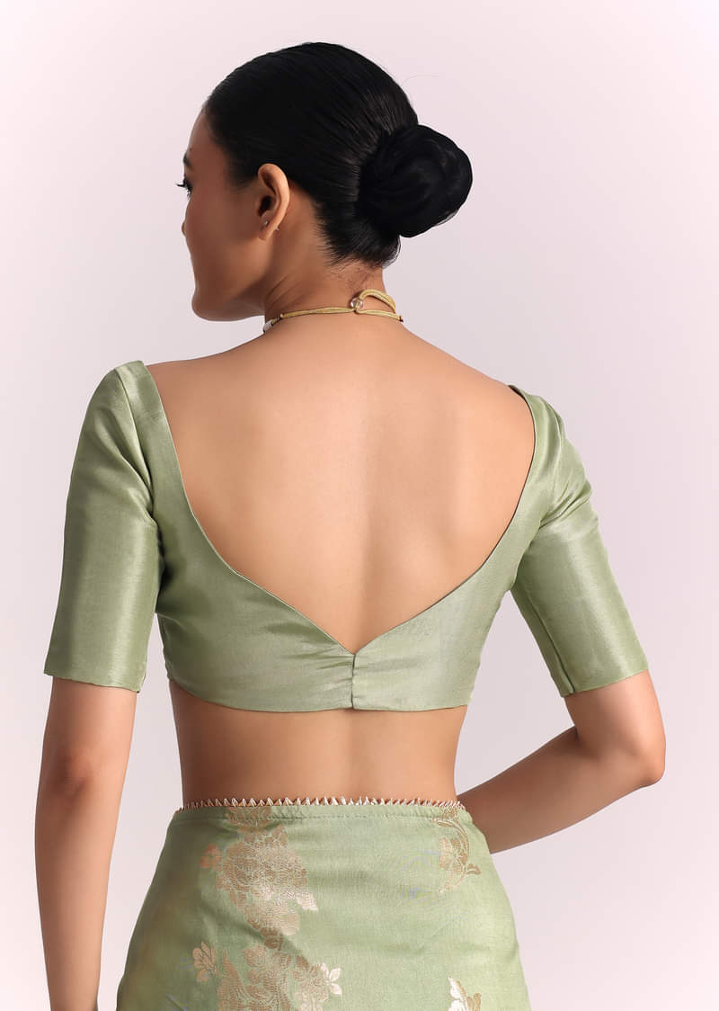 Pista Green Dola Silk Embroidered Saree With Gotta Patti and Lurex Work