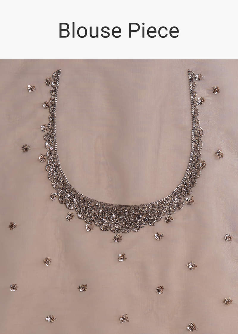 Brown Tissue Saree With Cutdana And Sequin Work