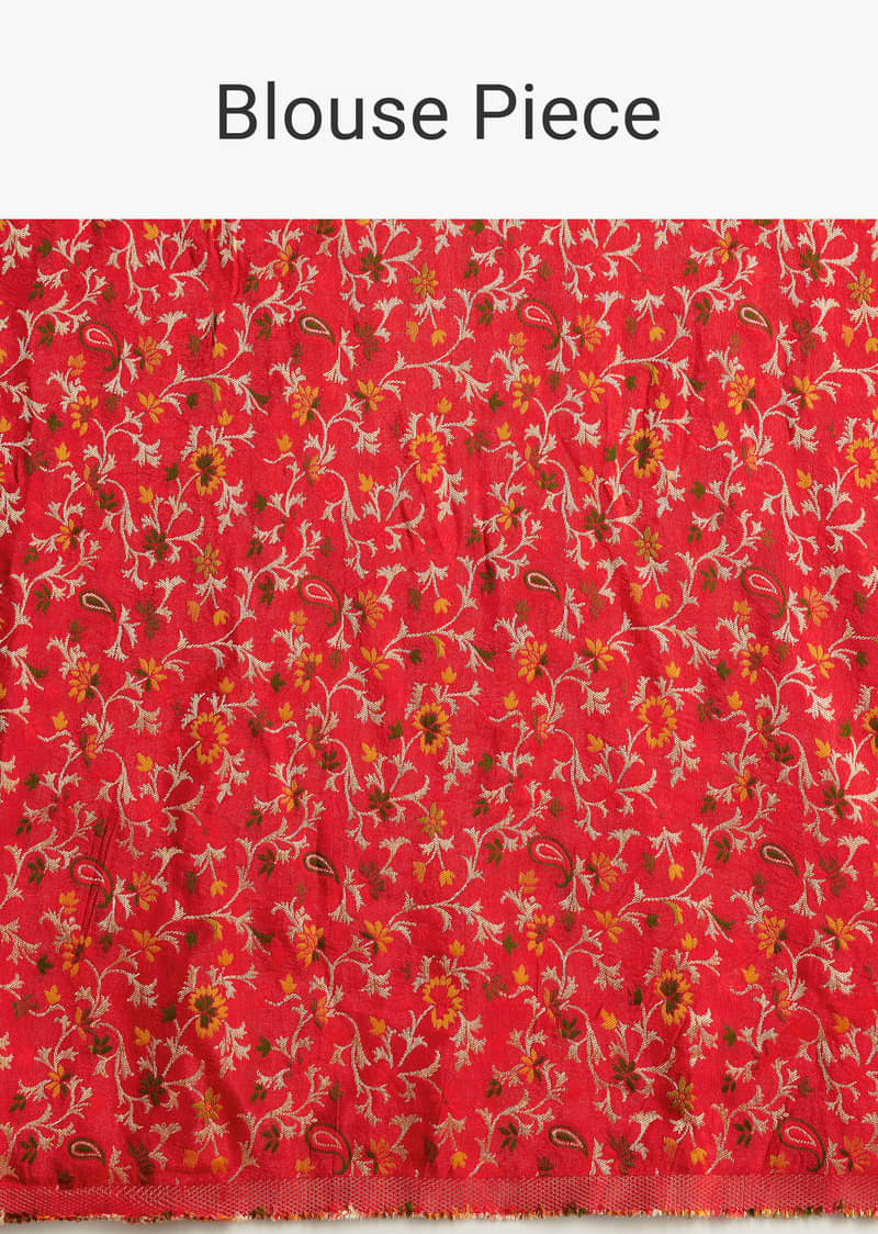 Mustard Yellow Crepe Silk Saree With Zari Border And Contrast Blouse