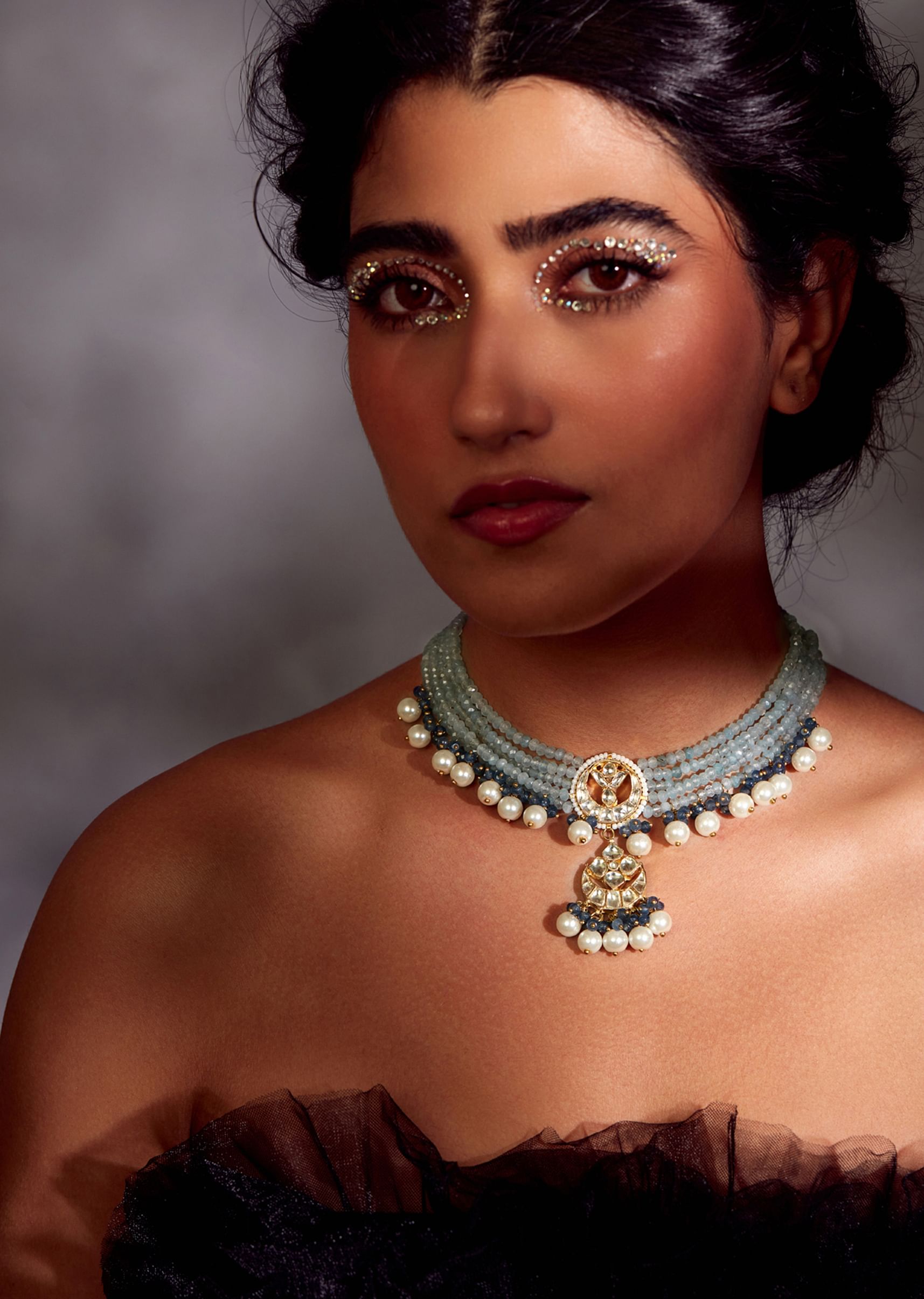 Silver kundan choker shop