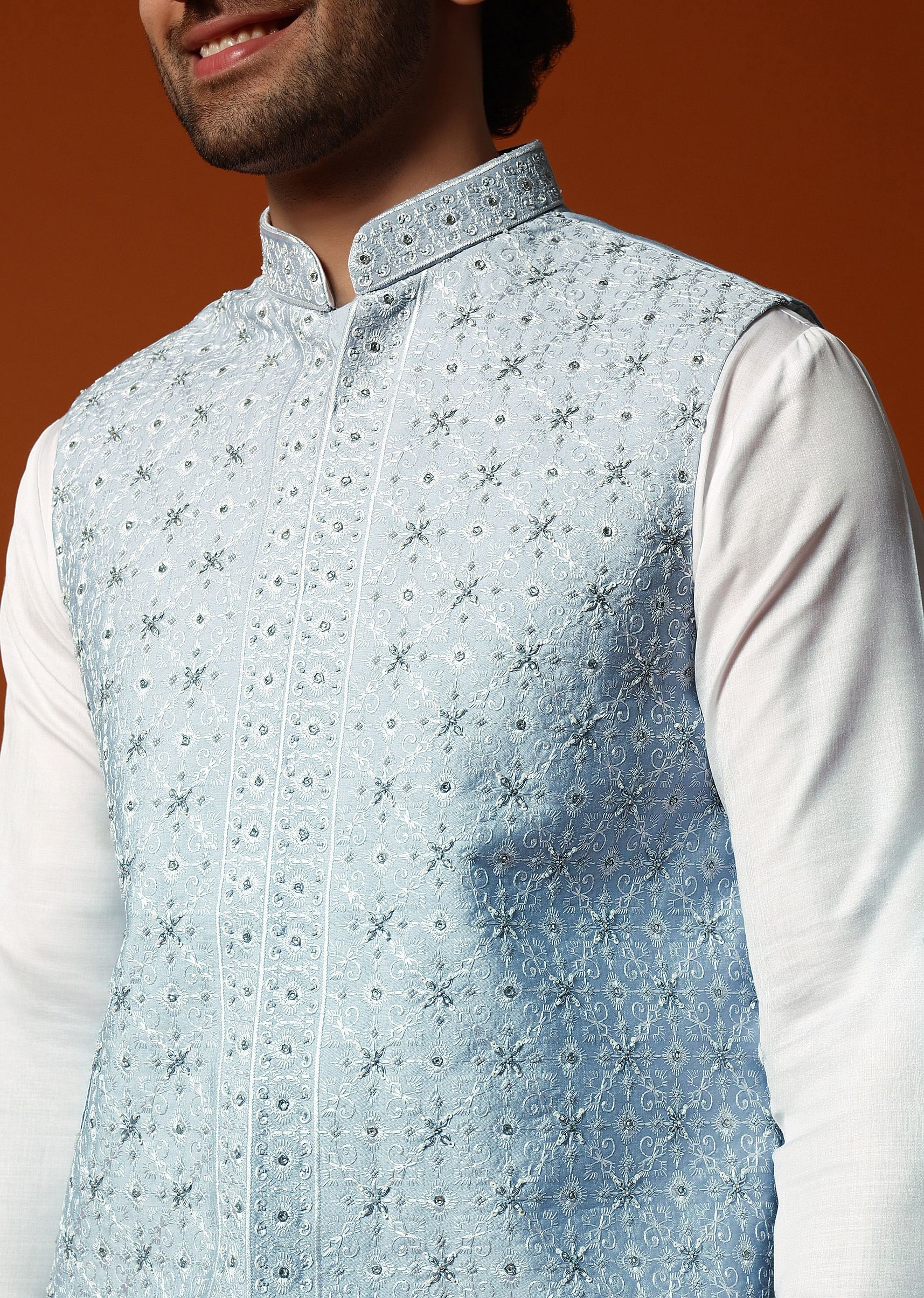 Light blue kurta with jacket store