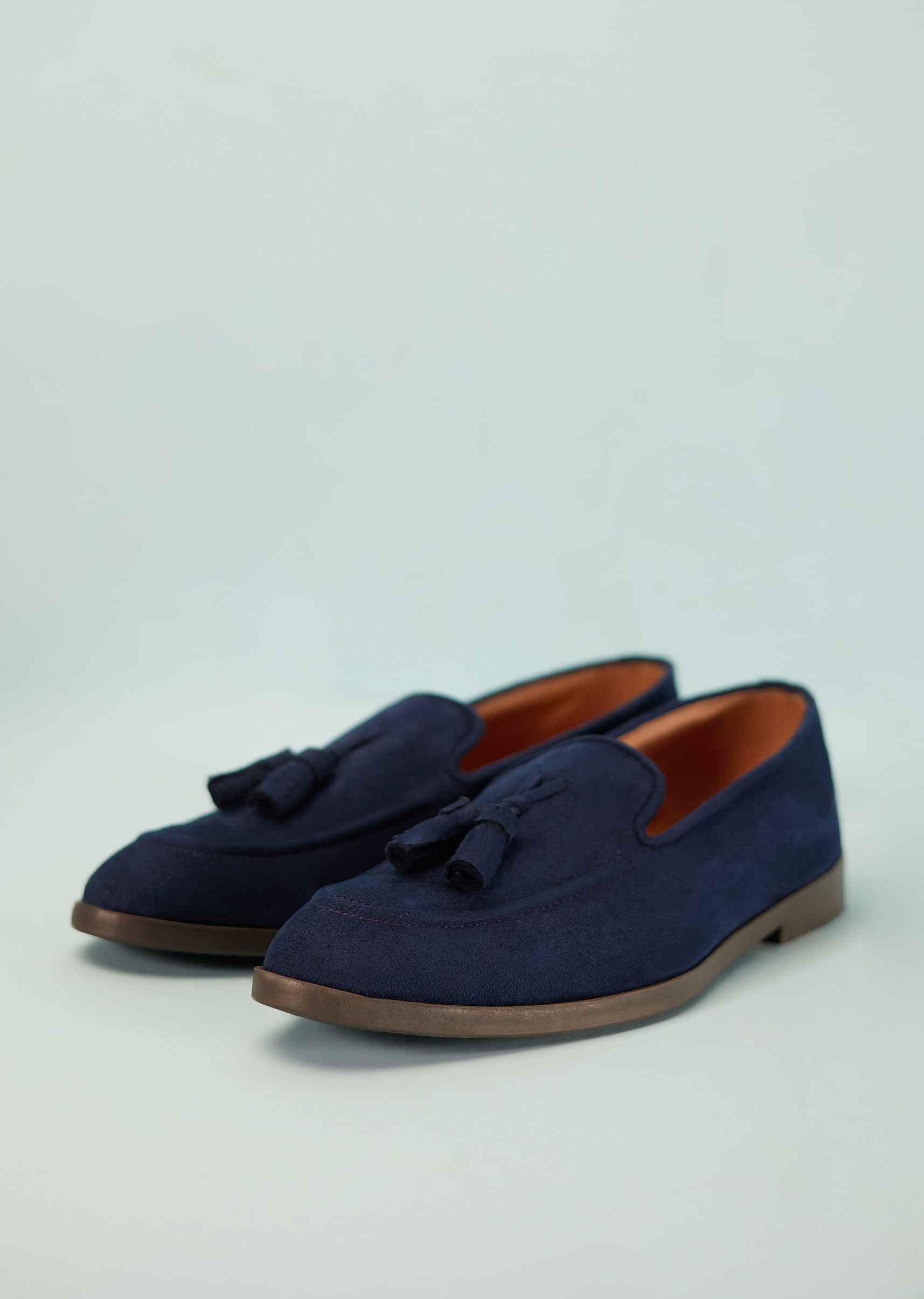 Buy Indigo Blue Solid Tassel Loafers For Men In Suede KALKI Fashion Global