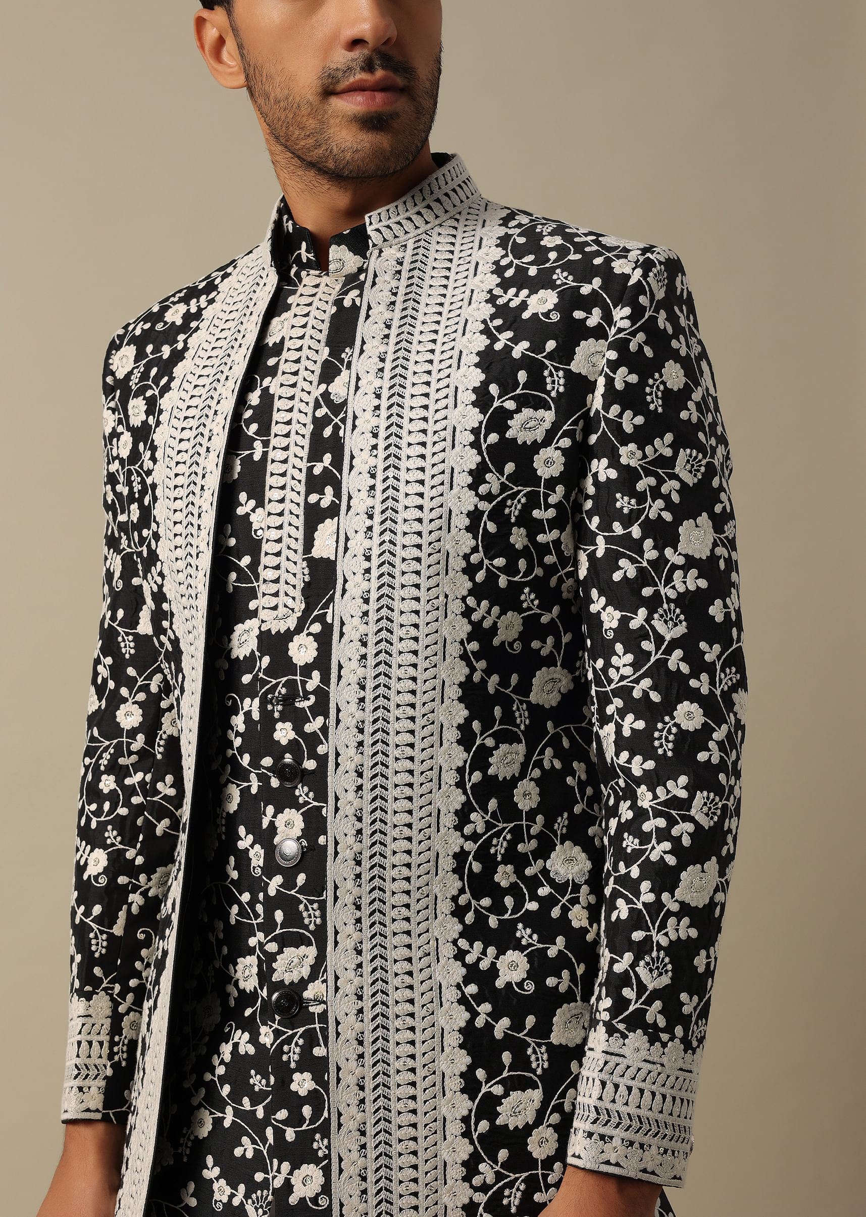 Mens black sherwani clearance