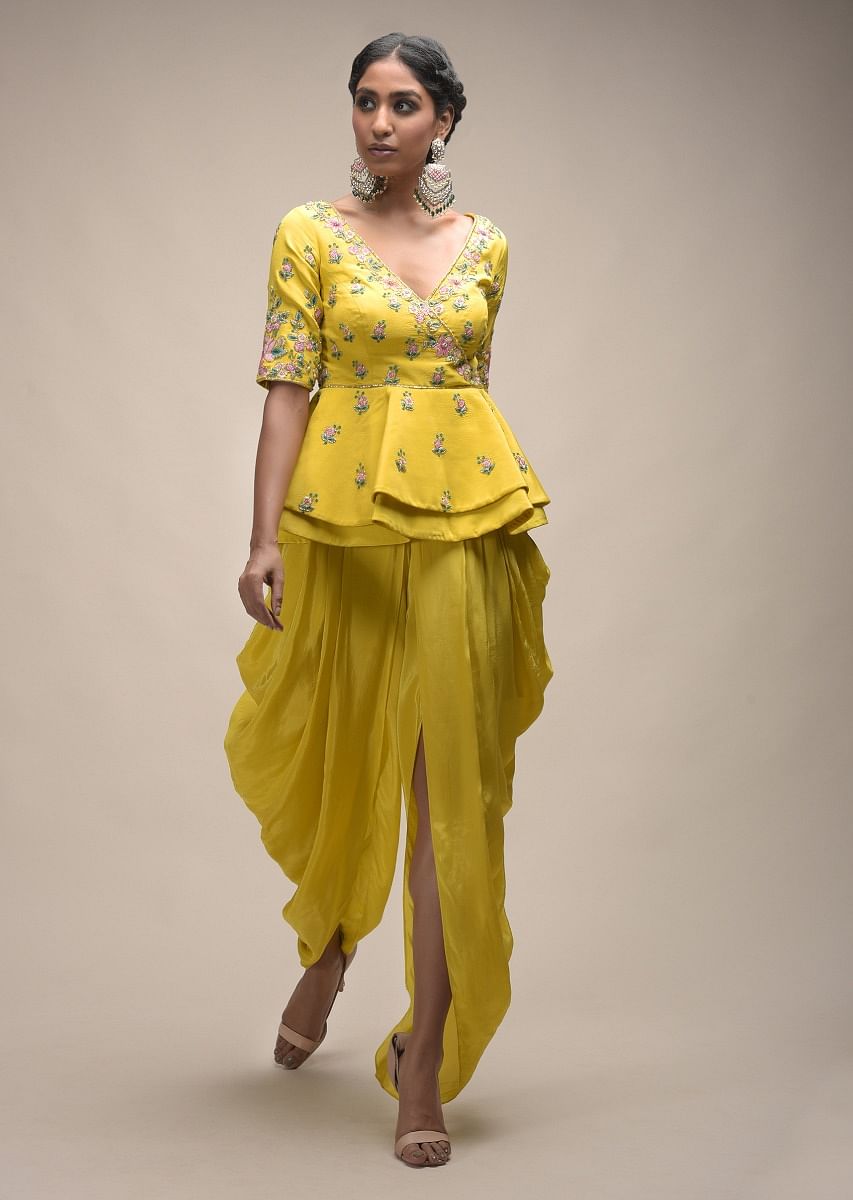 Peplum top with dhoti skirt best sale