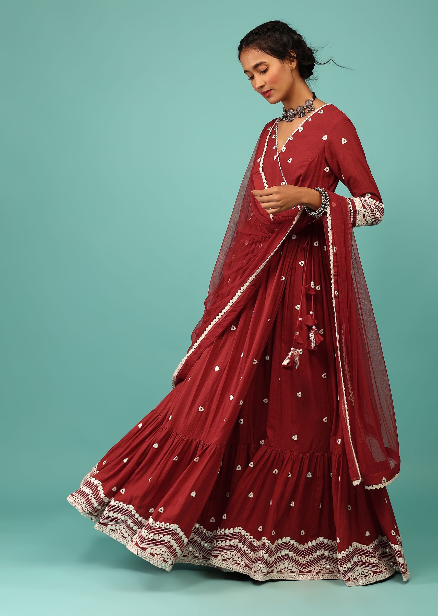 Red anarkali kurta hotsell