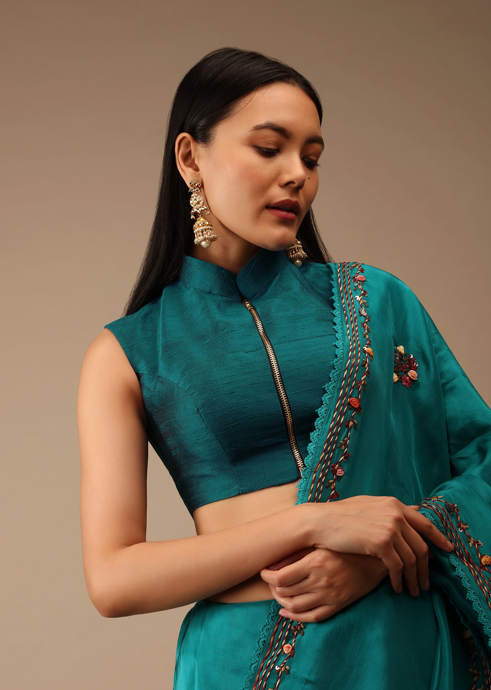 Chinese collar neck blouse on sale
