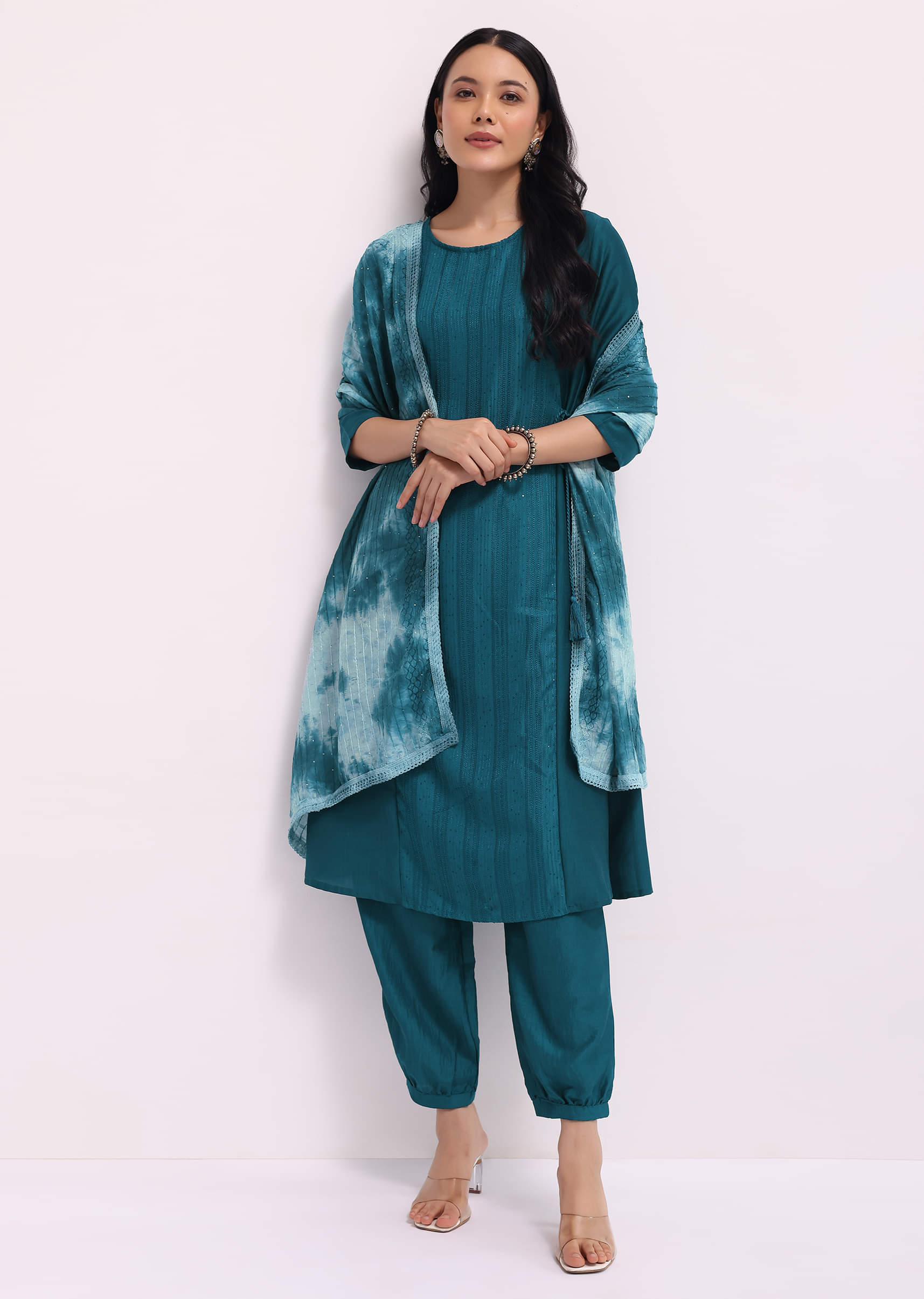 人気アイテムランキング Pant Kurta Silk Blue Teal Buy Set Work Resham With ワンピース
