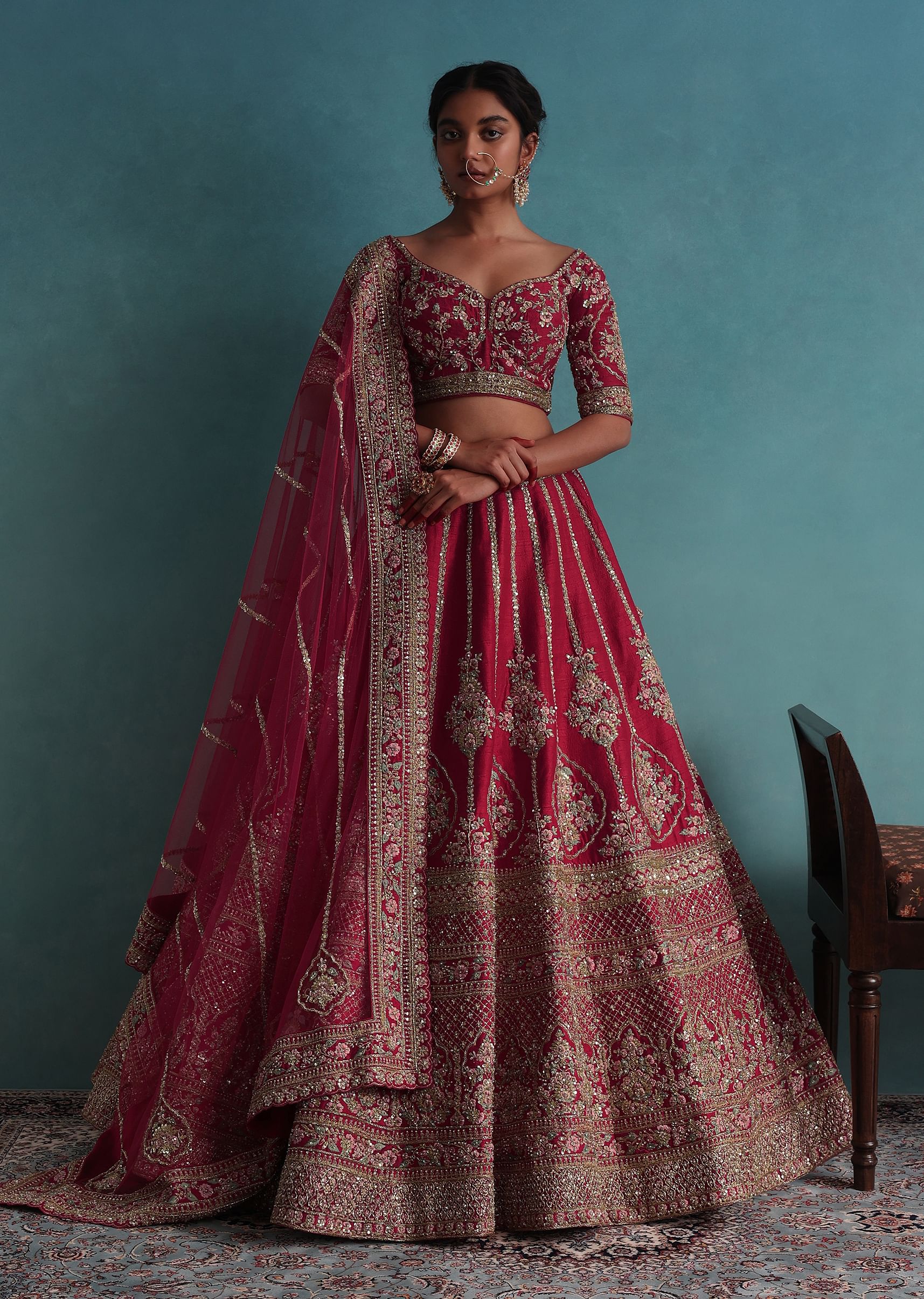 Bridal lehenga tomato colour store