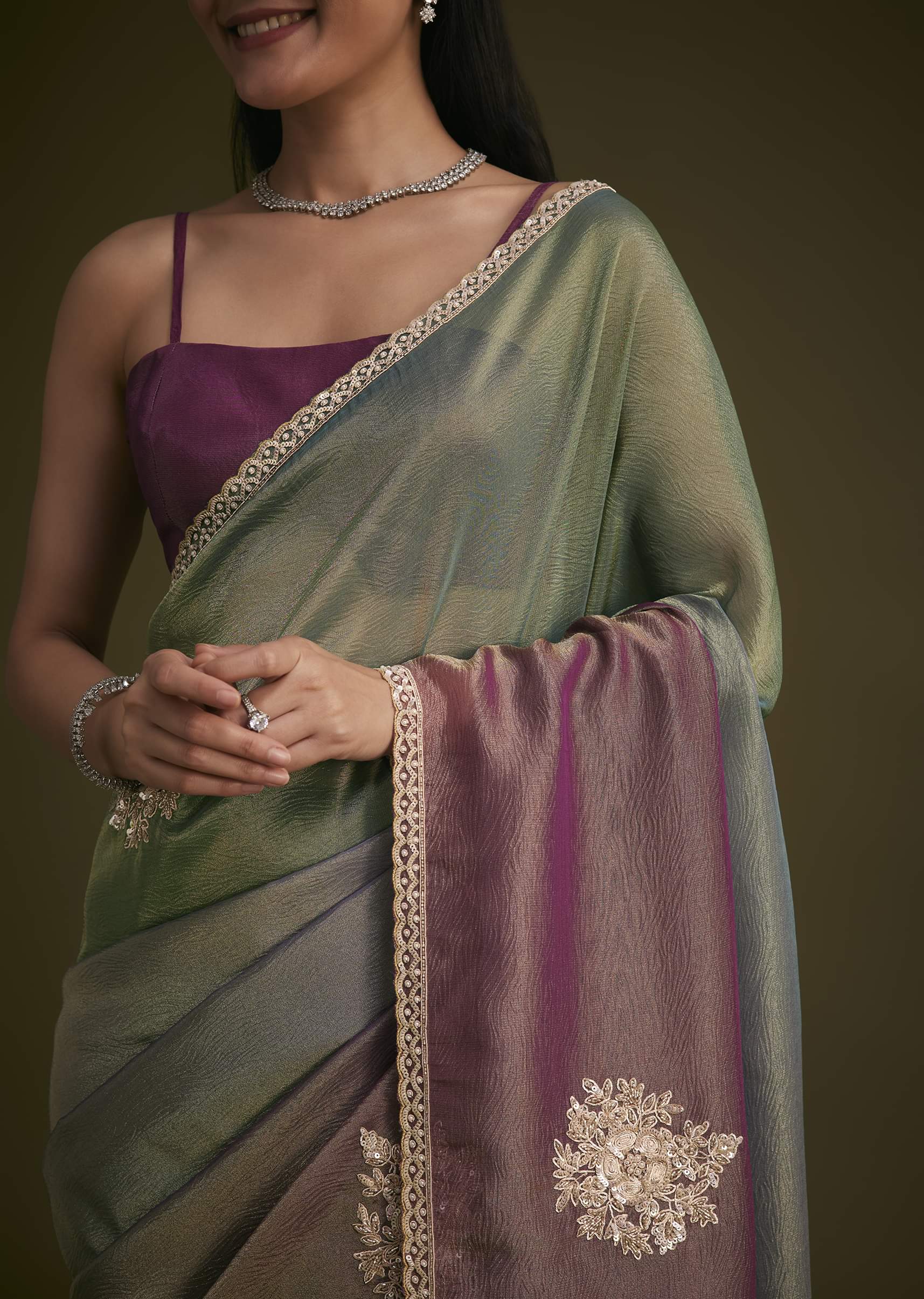 最初の  Buy Triple Saree Sequins Tissue Toned スーツ・フォーマル・ドレス