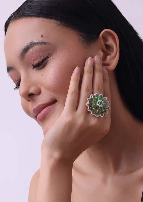 Faux emerald ring clearance