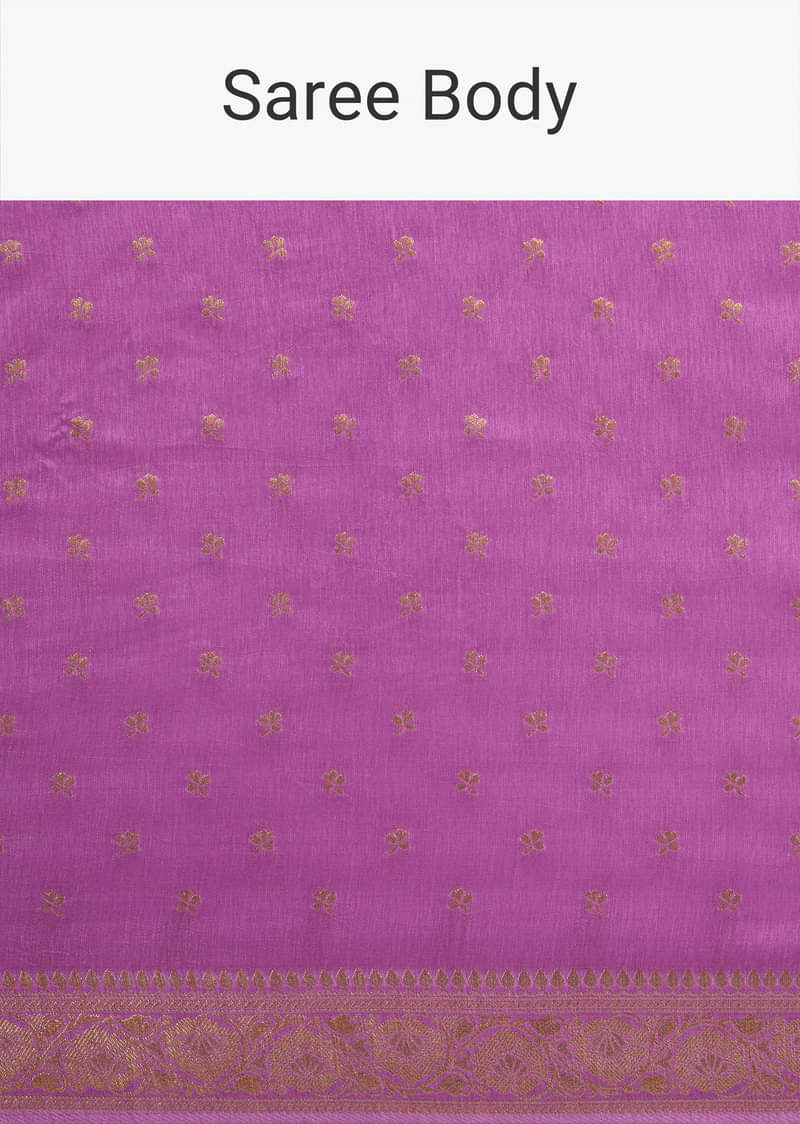 Violet Tissue Silk Saree With Butti Work And Chanderi Zari Border 