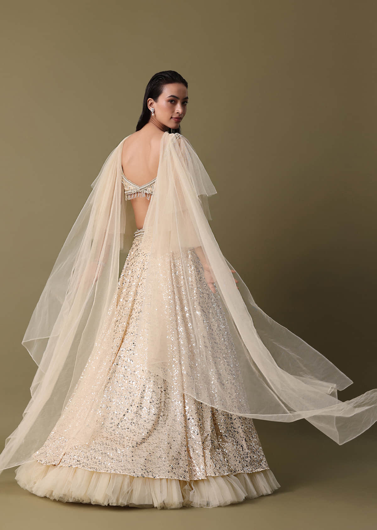 White Embroidered Lehenga And Blouse With Dupatta