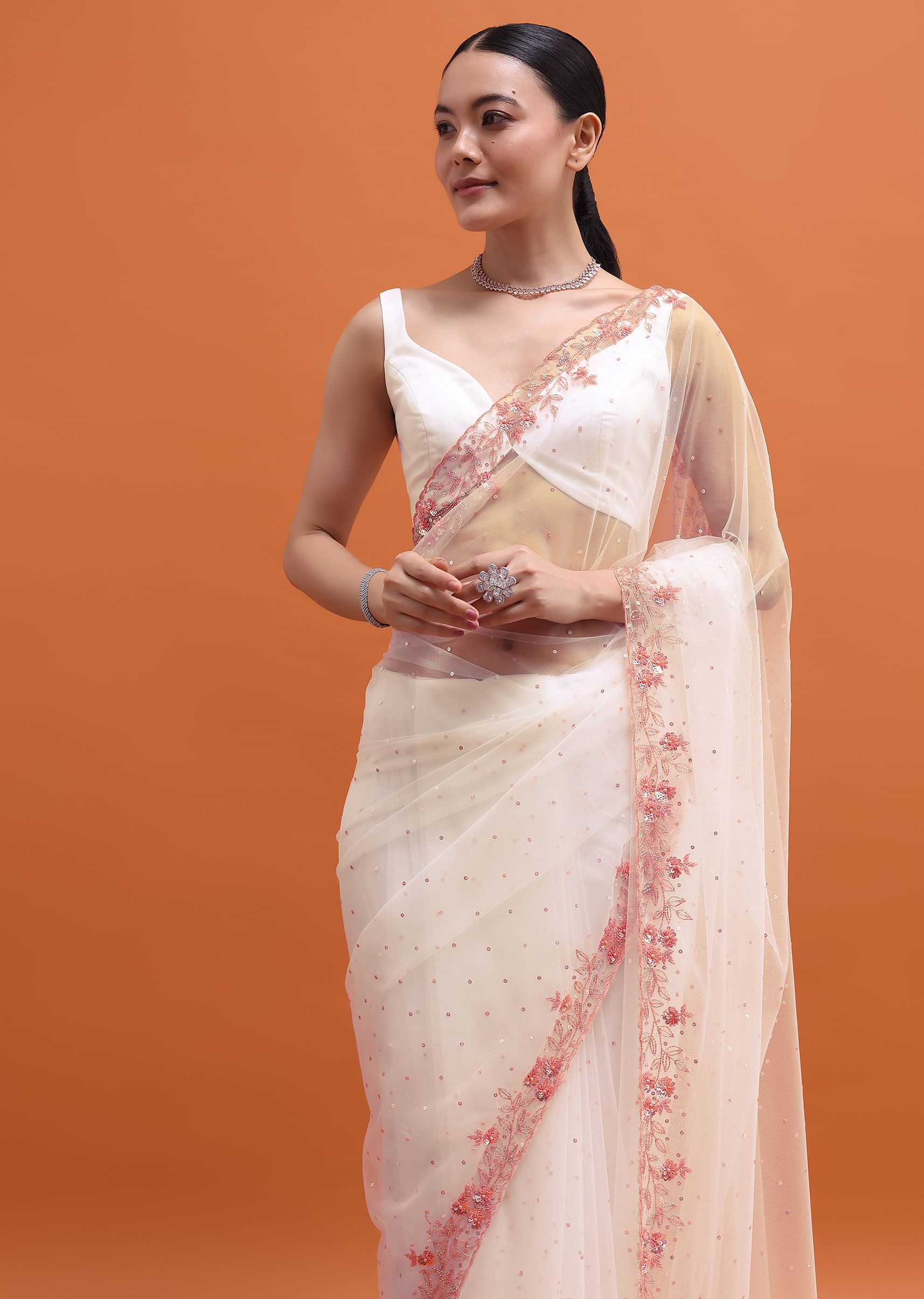White saree designer blouse new arrivals