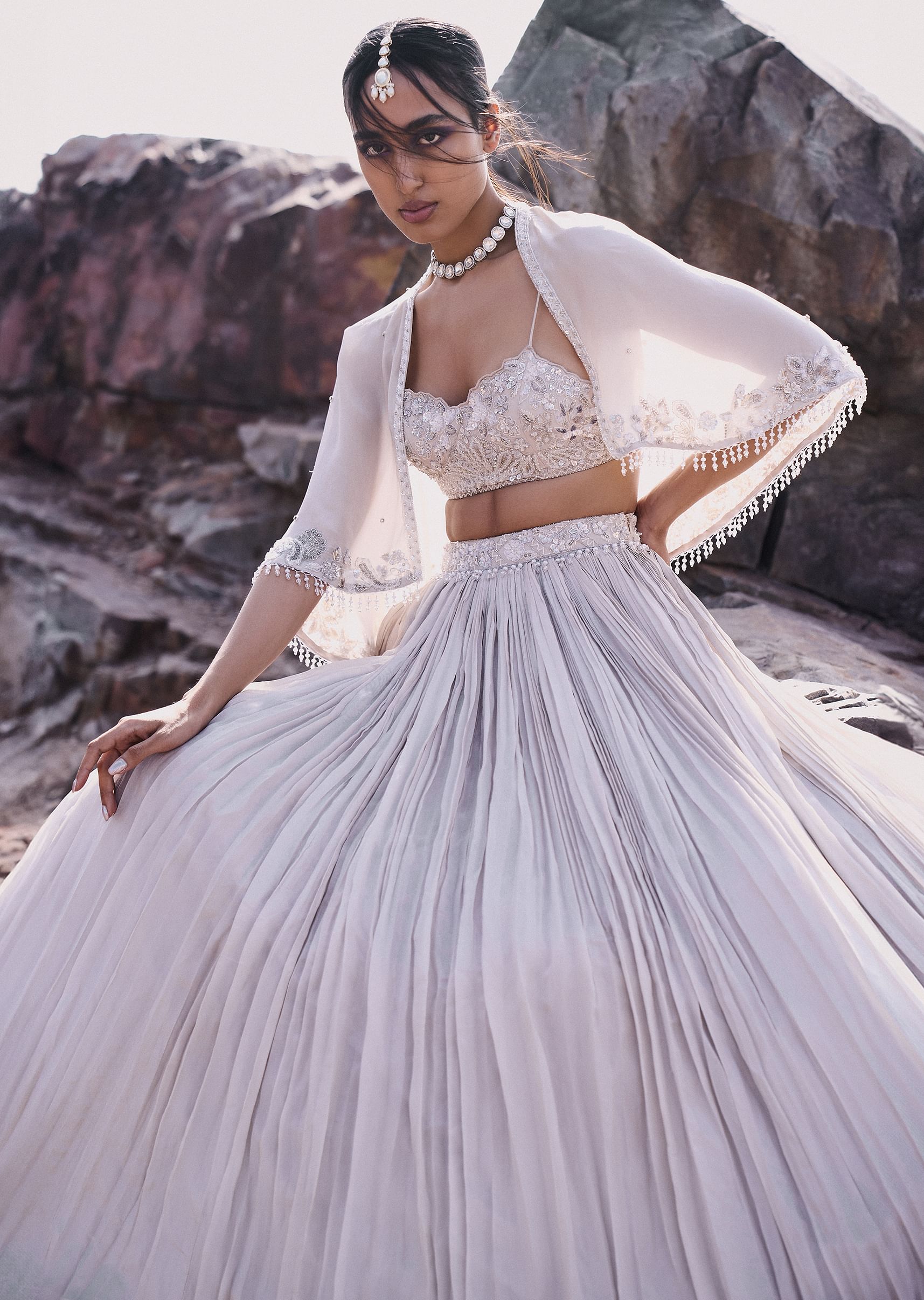Spaghetti blouse lehenga deals